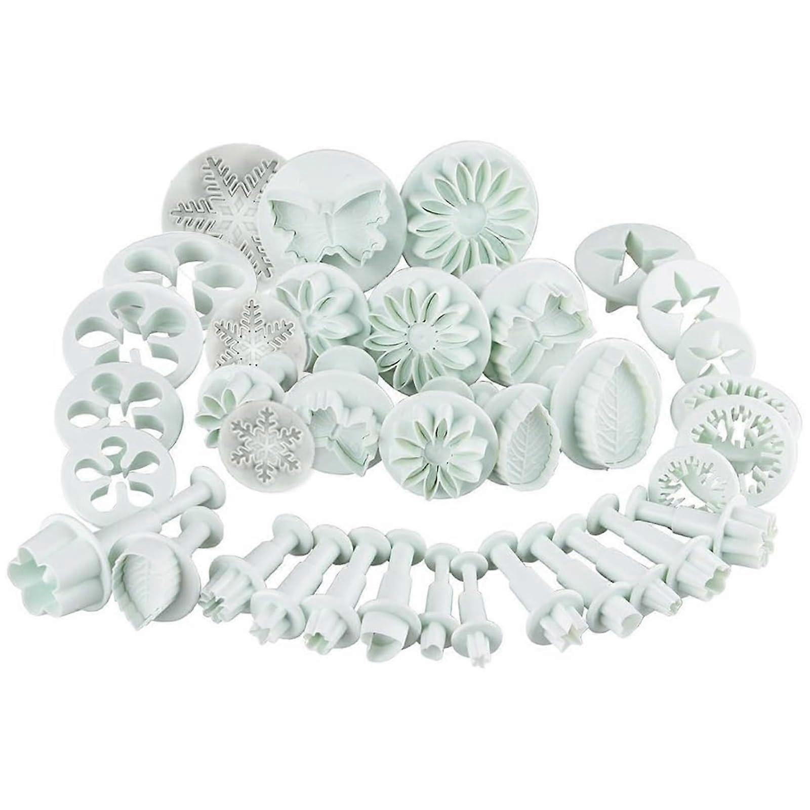 36 Piece Fondant Cutters Set with Plunger Molds for Precise Cake Decorating and Creative Shapes