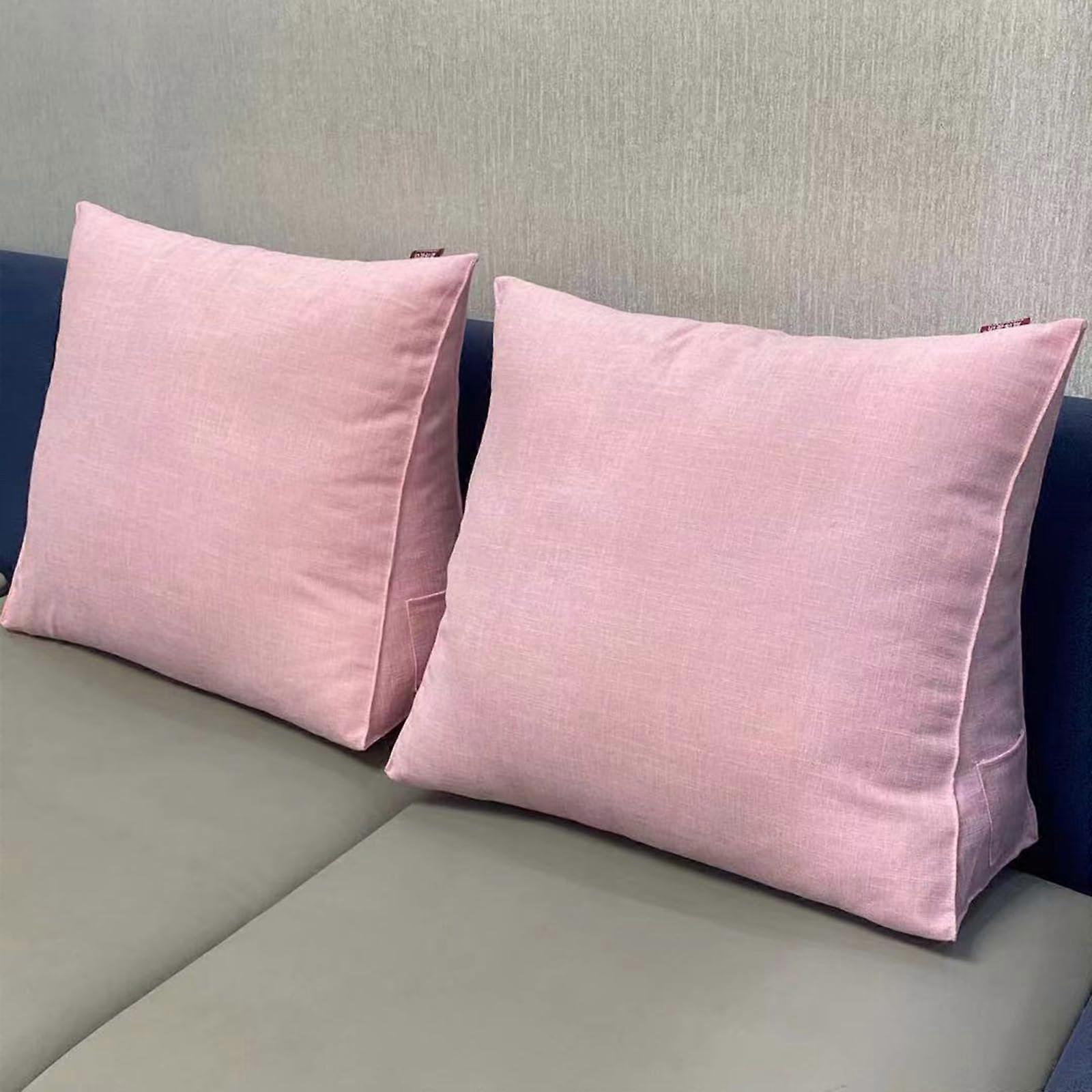 Back Support Pillow with Ergonomic Wedge Cushion for Reading in Bed and Leg Elevation, Linen Pink