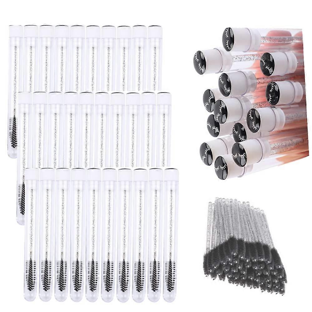 60 Pcs Disposable Eyelash Brush and Mascara Wand Set with Diamond Tubes for Lash Extensions