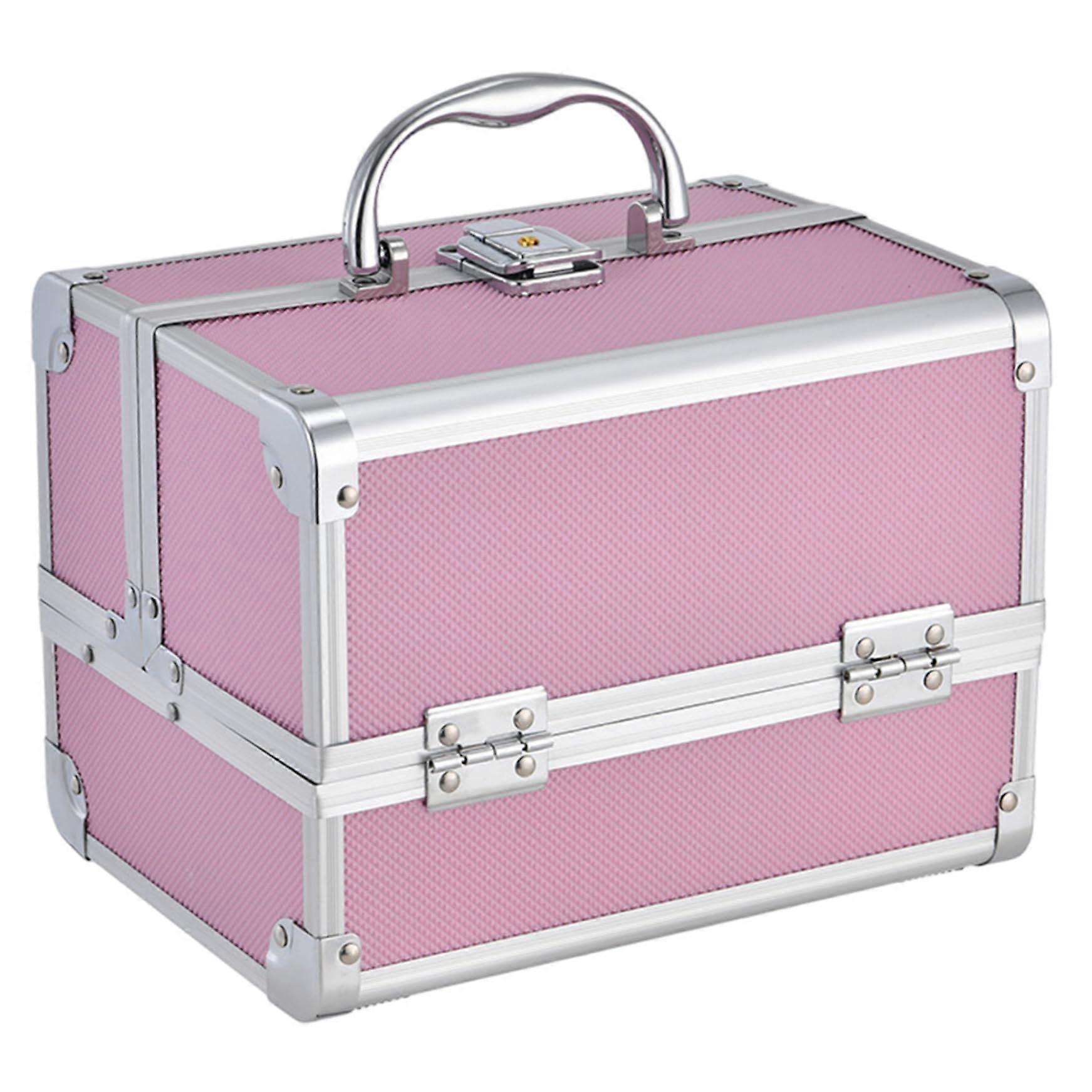 Makeup Train Case 3Layer Expandable Storage with Mirror and Lock Travel Makeup Organizer