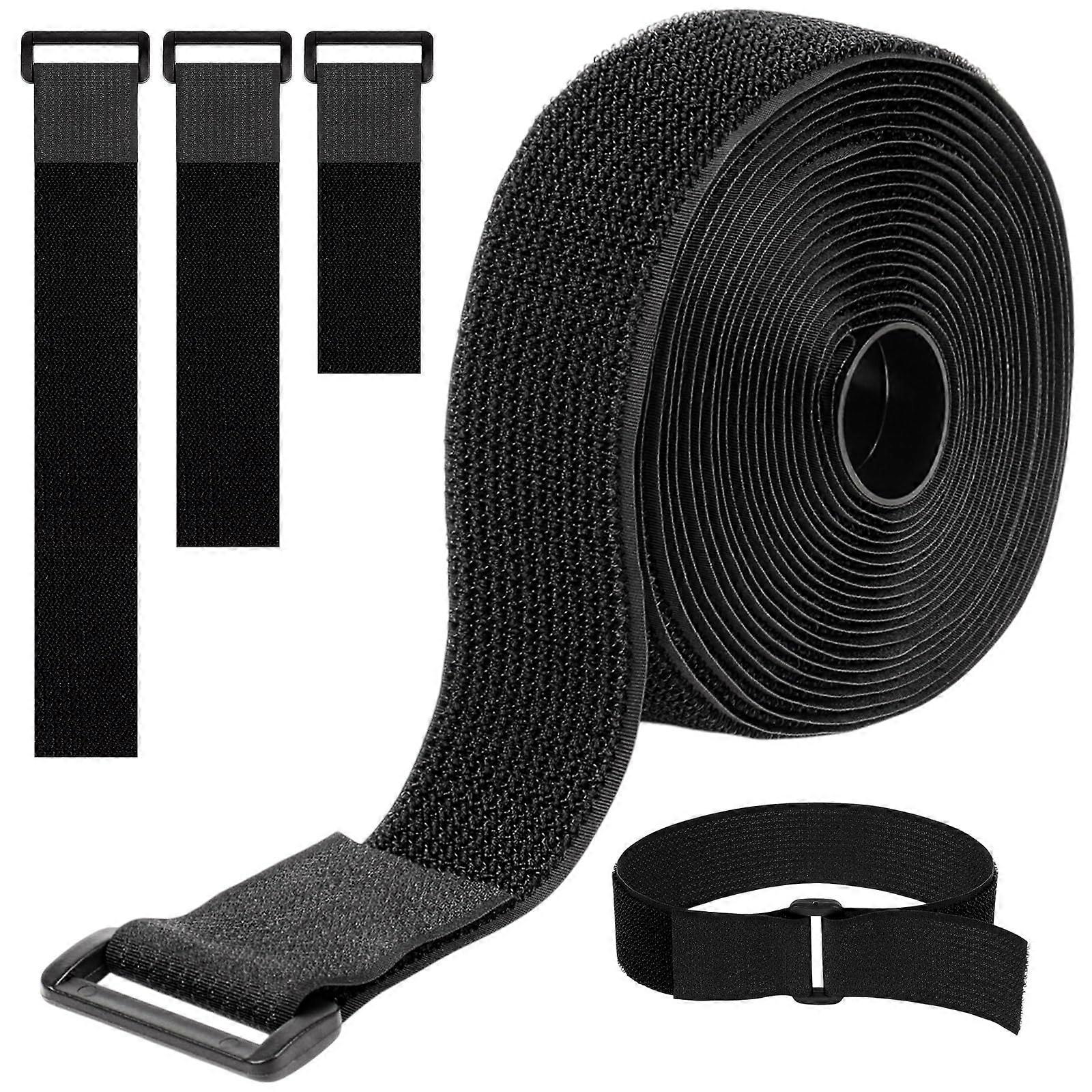 1.5In x 16Ft Heavy Duty Hook and Loop Cable Straps with 20 Buckles, CuttoLength Reusable Nylon