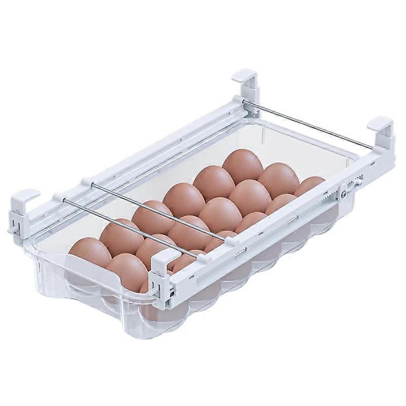 Refrigerator Egg Holder with PullOut Drawer, 18 Egg Capacity Fridge Organizer, Clear SnapOn Storage
