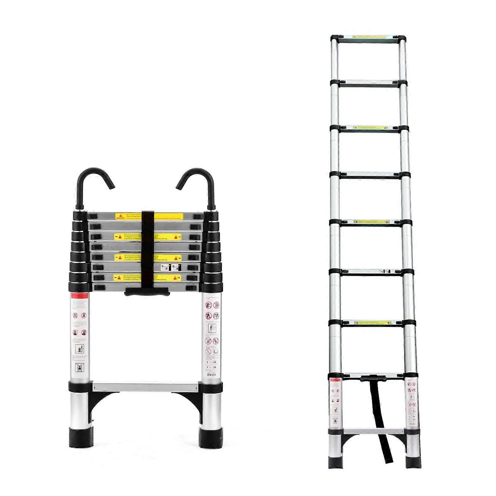 8.5FT Aluminum Telescopic Ladder with Secure Locking Steps, Adjustable Height for Home and RV