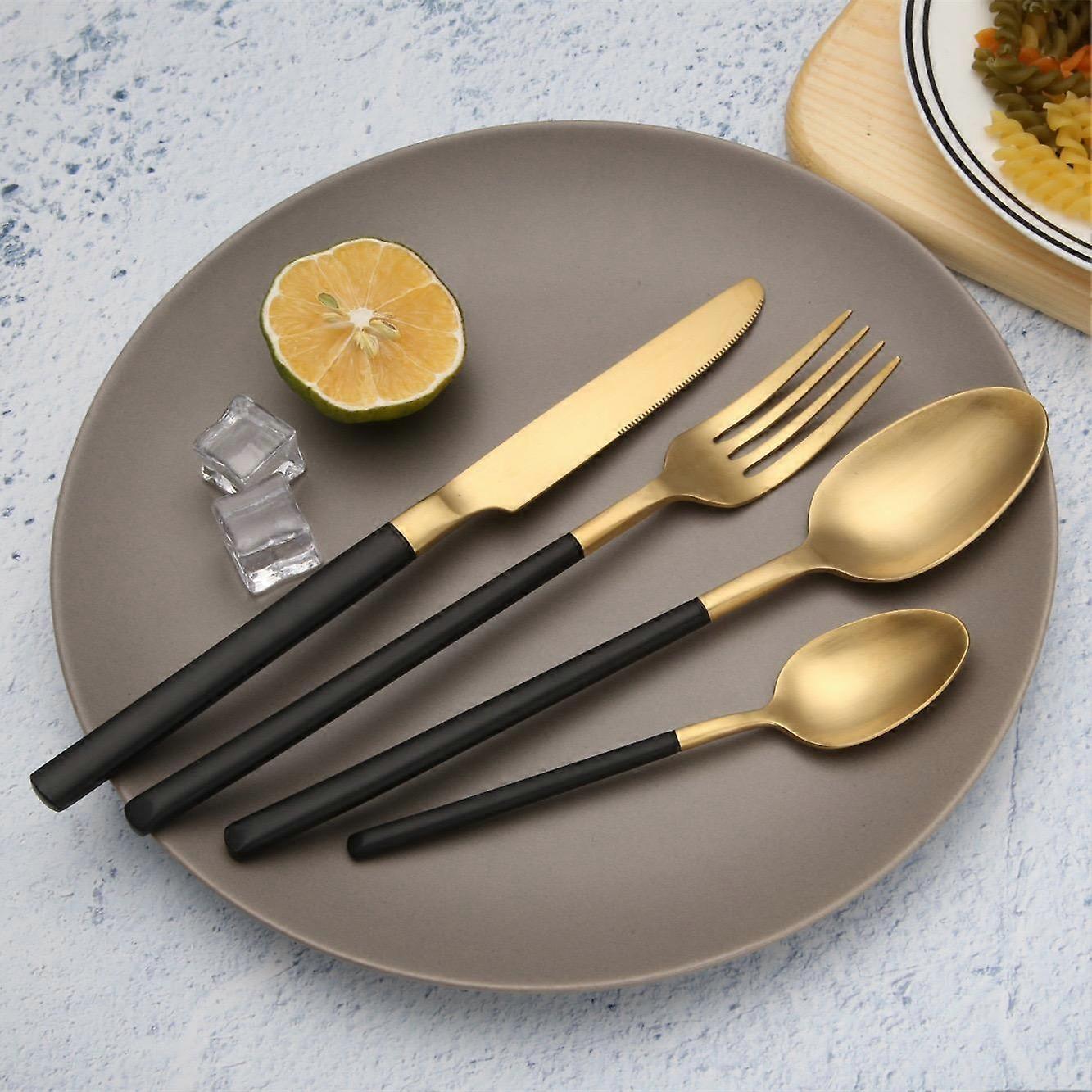 4 PCS Stainless Steel Dinnerware Set Matte Finished Knife Fork Spoon Dinner Tableware Dinnerware Kitchen Flatware Cutlery