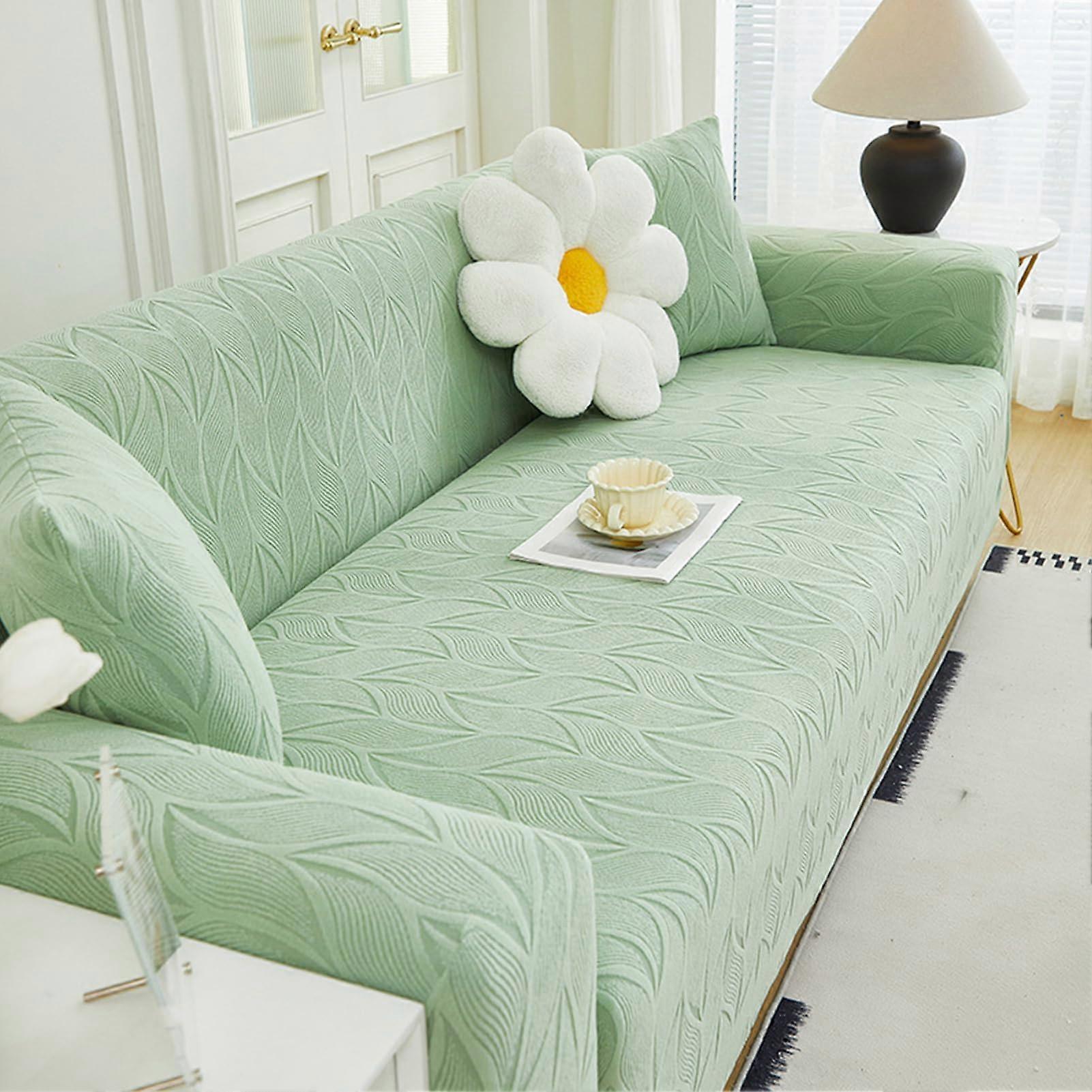 Waterproof Stretchable LShaped Sofa Cover, NonSlip PetFriendly Couch Protector, 5 Seater Green