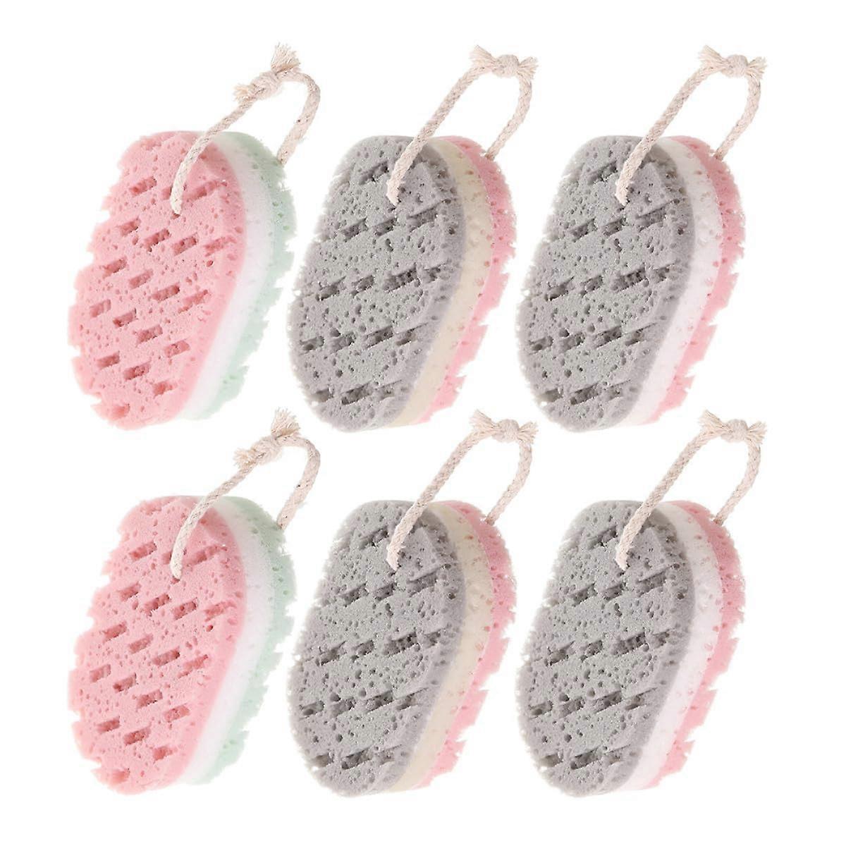 6Pcs Bath Sponge Set for Adults TripleLayer Exfoliating Body Scrubber Soft Foam Shower Towels Random Colors