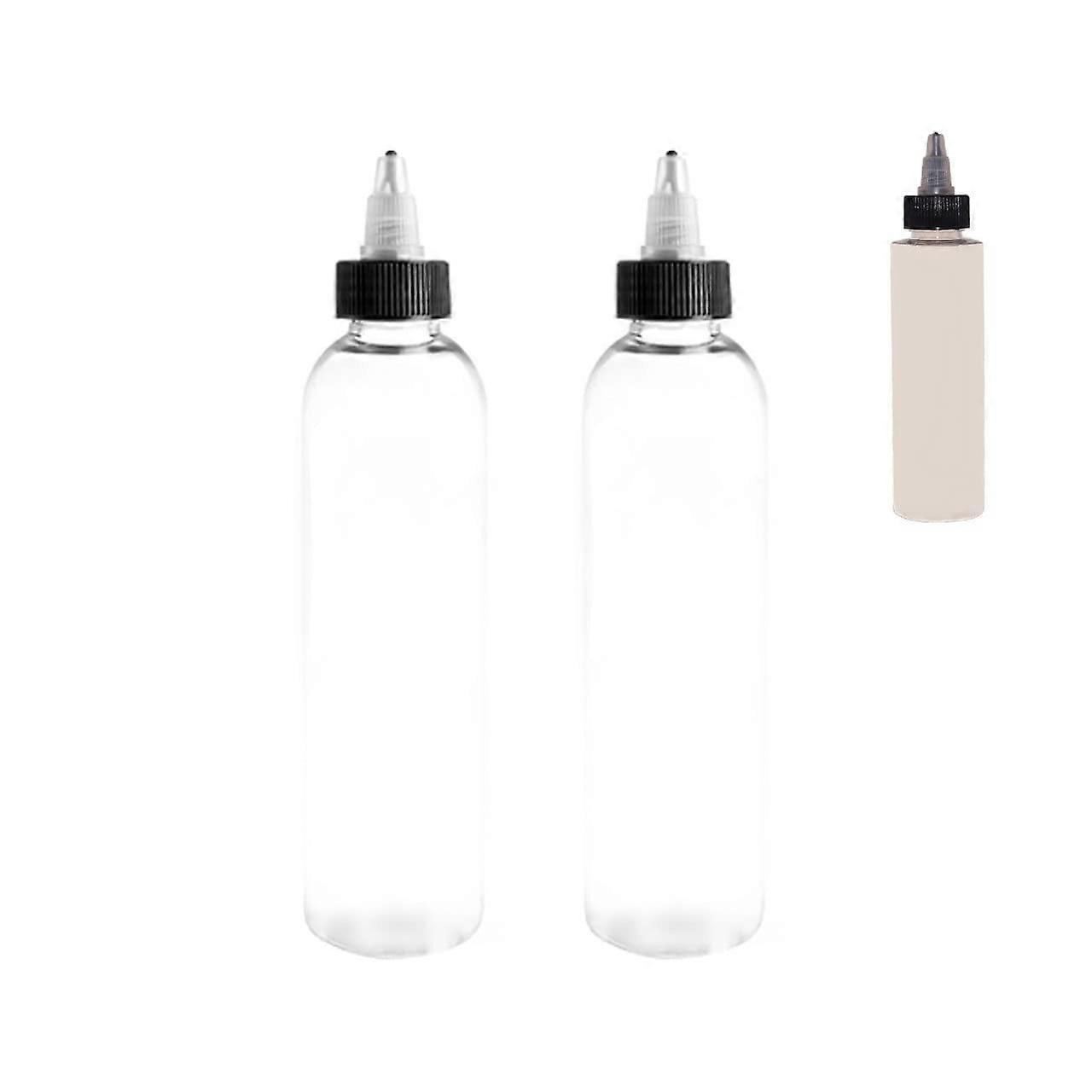 Set of 2 8 oz Clear PET Squeeze Bottles with Twist Caps for Hair, Oils and Skincare Storage