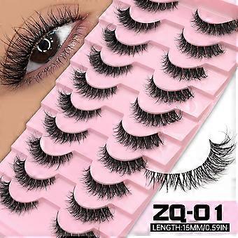 LASVIREY Cat Eye Lashes Natural Fluffy False Eyelashes Soft Wispy Natural Long Faux Mink Lashes Clear Band Lashes Extension