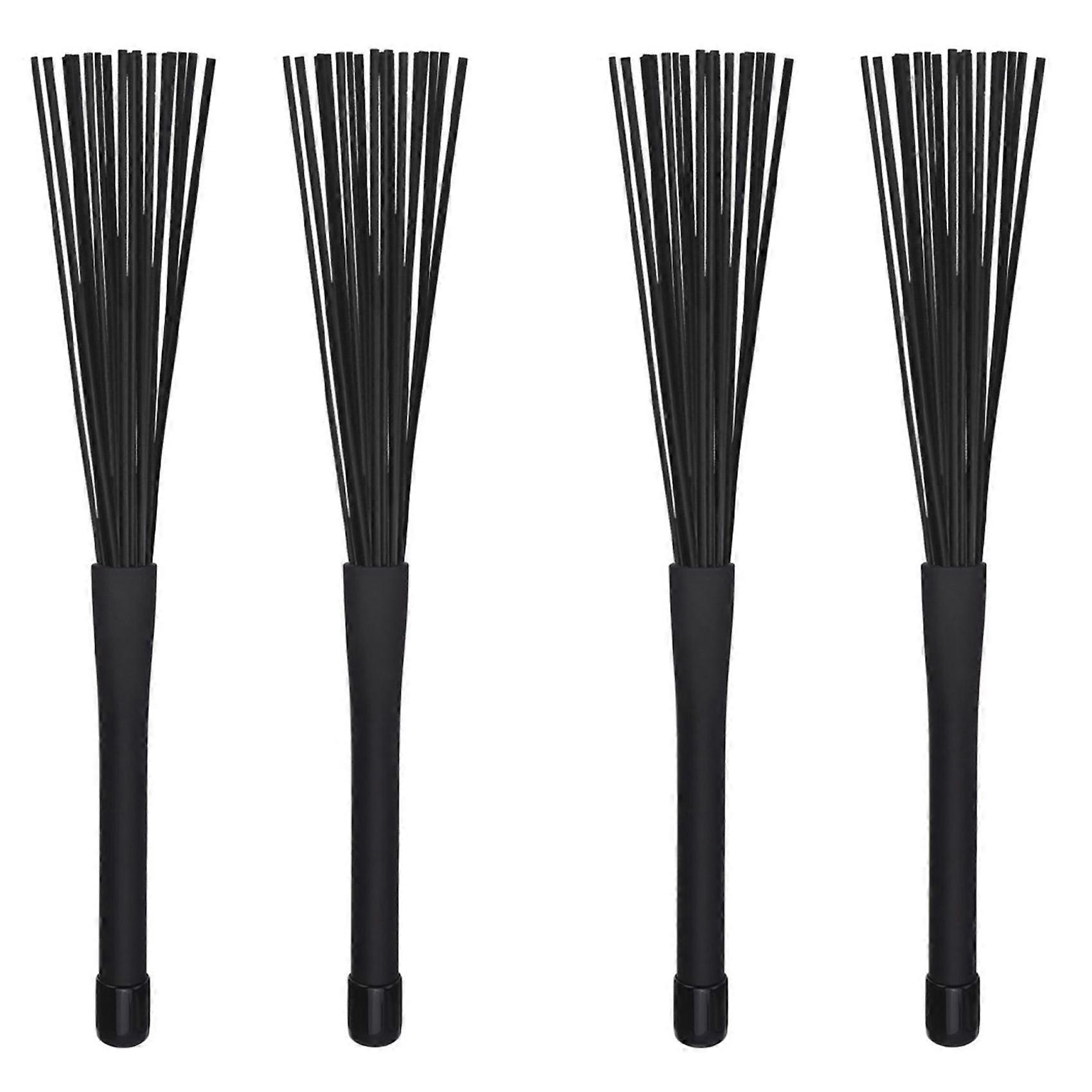 2 Pair Jazz Drum Brushes Retractable Drum Sticks 32 cm Black