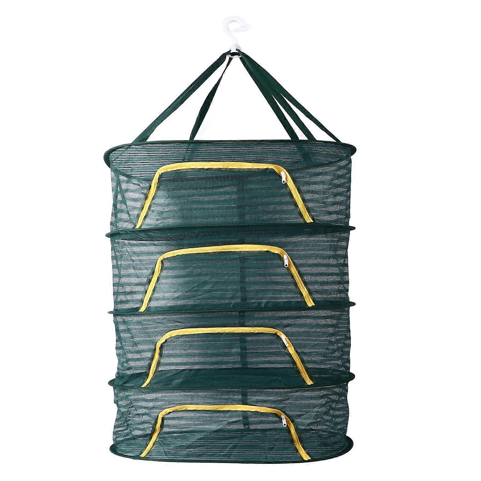 4 Layer Herb Drying Rack with Zipper, Foldable Hanging Mesh Net for Herbs Flowers Vegetables