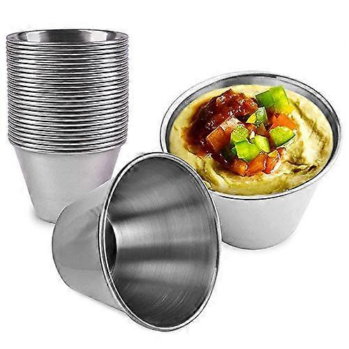 24 Pack Stainless Steel Sauce Cups 2.5 oz  Stackable Commercial Grade Ramekins for Portion Control