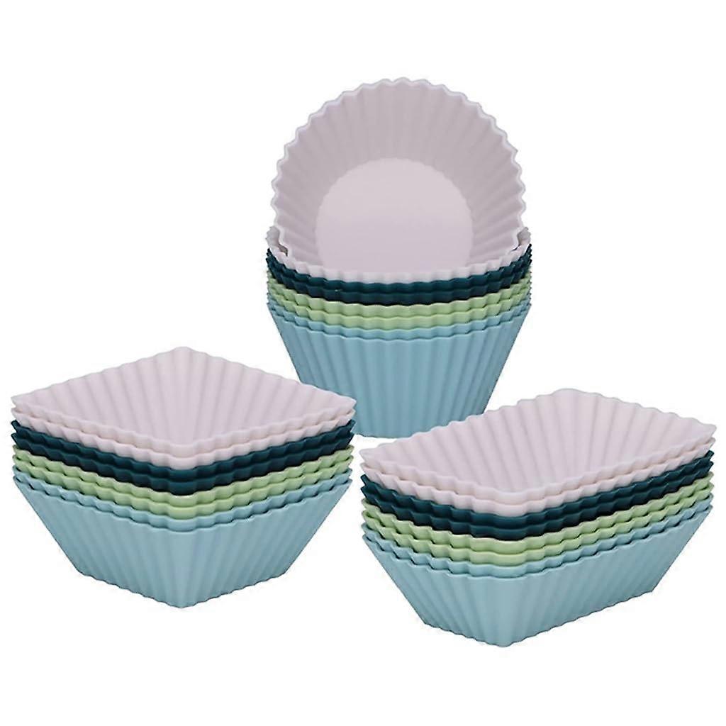 24 Pack Silicone Baking Cups  Thick Reusable Cupcake Liners for Muffins and Desserts