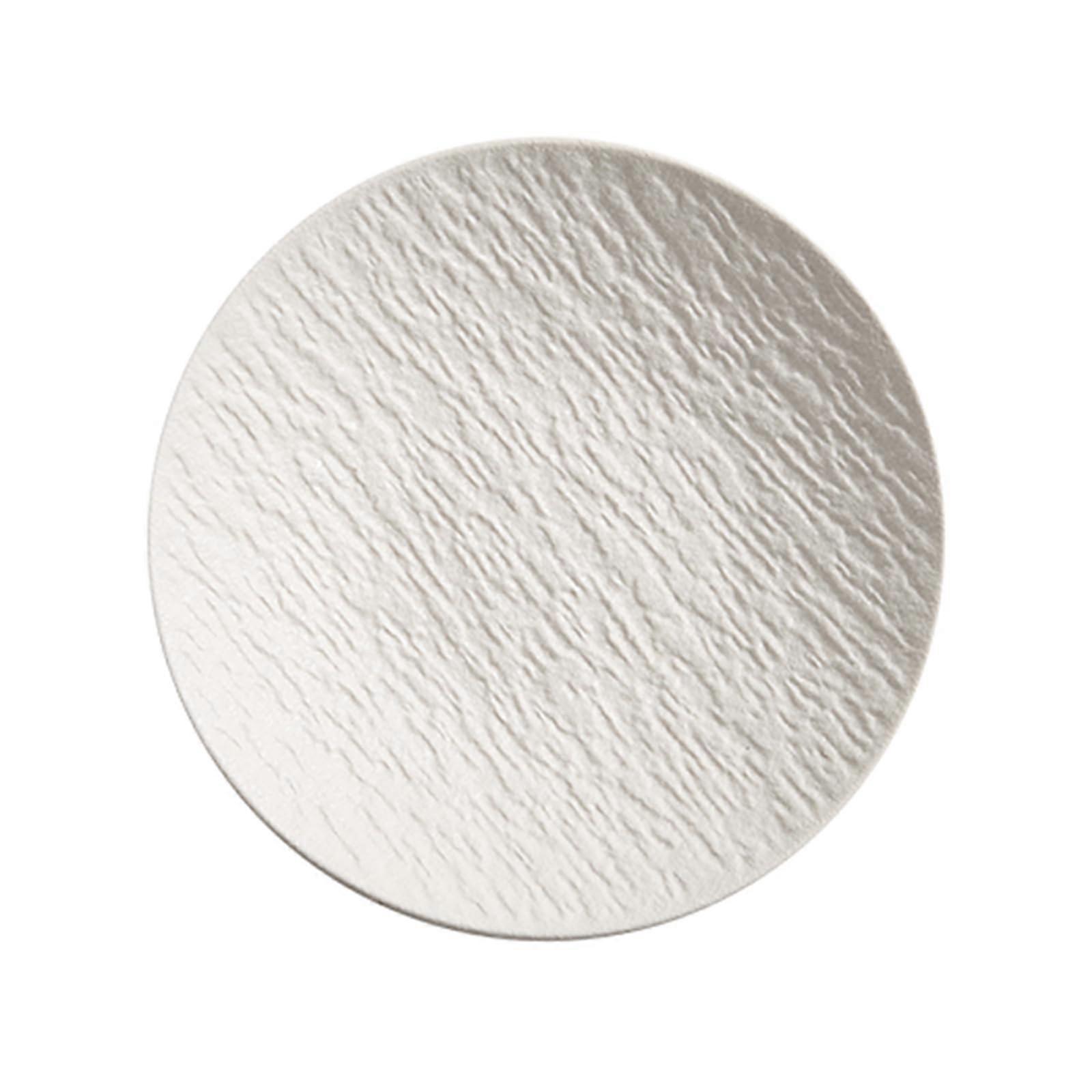 Large Round White Ceramic Dinner Plate with Elegant Rock Pattern, Microwave and Dishwasher Safe