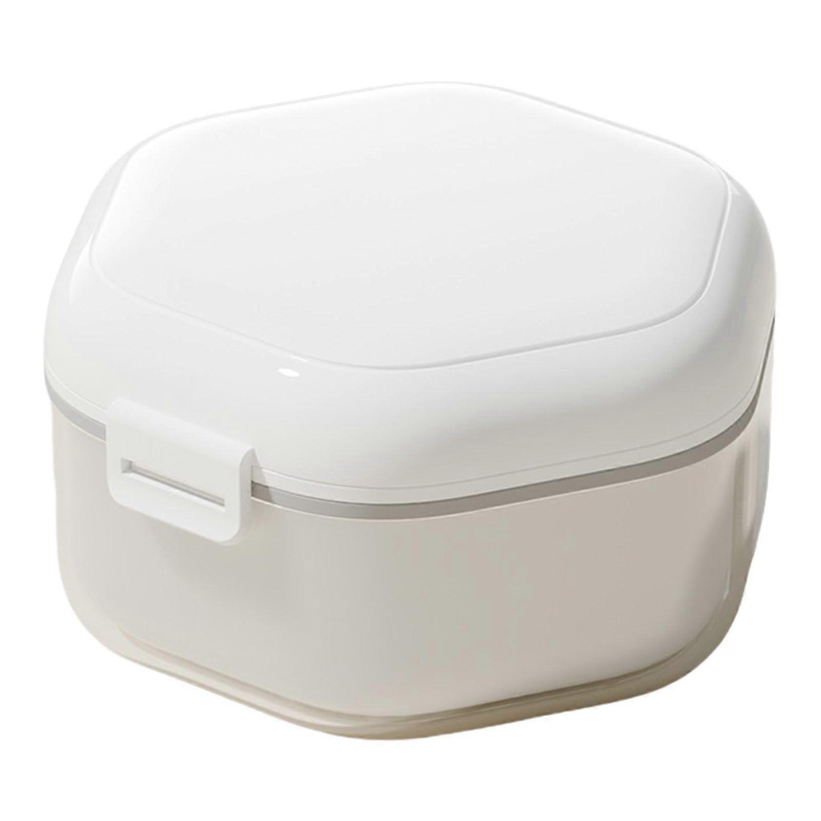 Denture Cleaning Box with Hygienic Strainer Basket, Ventilated Travel Retainer Storage Case Ref: 7368