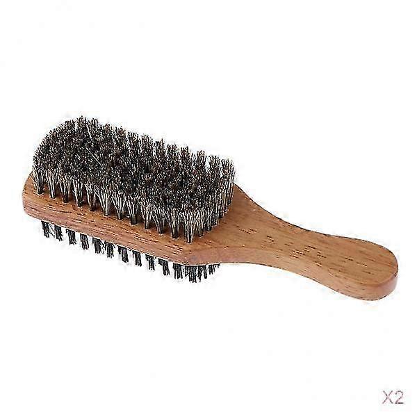 2-side Men Nylon Beard Mustache Brush With Wood Handle 2pcs 26s