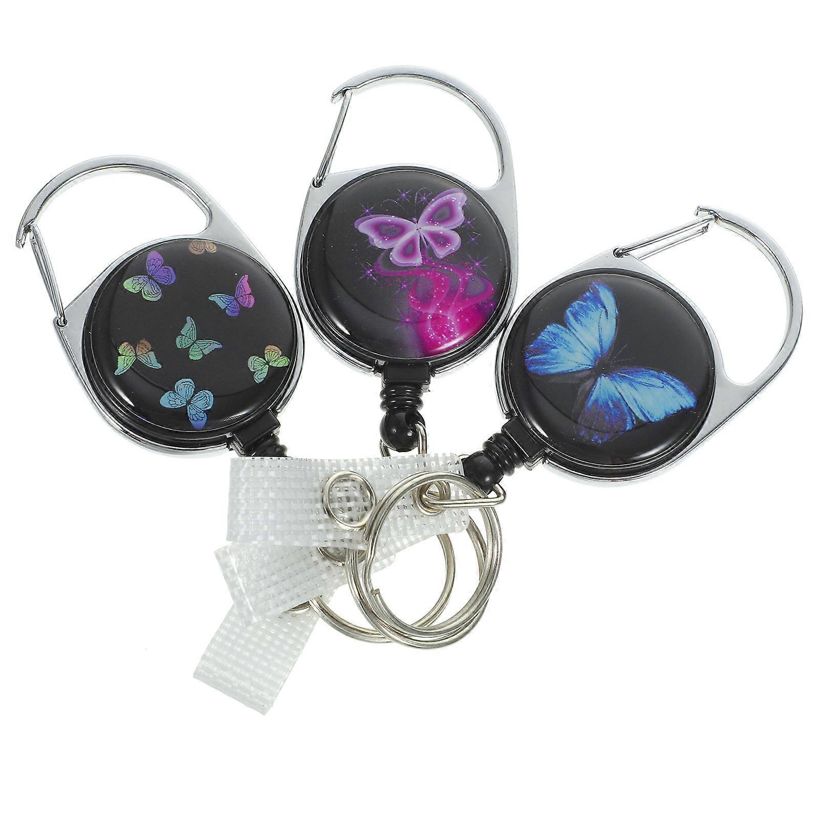 Practical Butterflies-Pattern Badge Holders for Daily Use 3Pcs Cards Clips