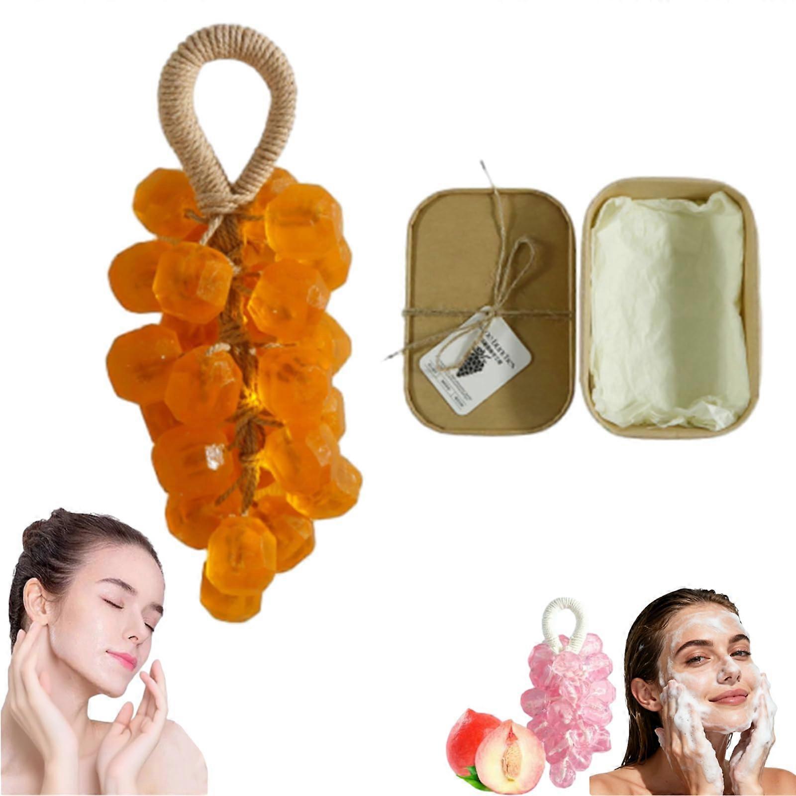 Handmade Grape Soap Set of 6 Cold Process Decorative Grape Design with Rope for Gentle Cleansing