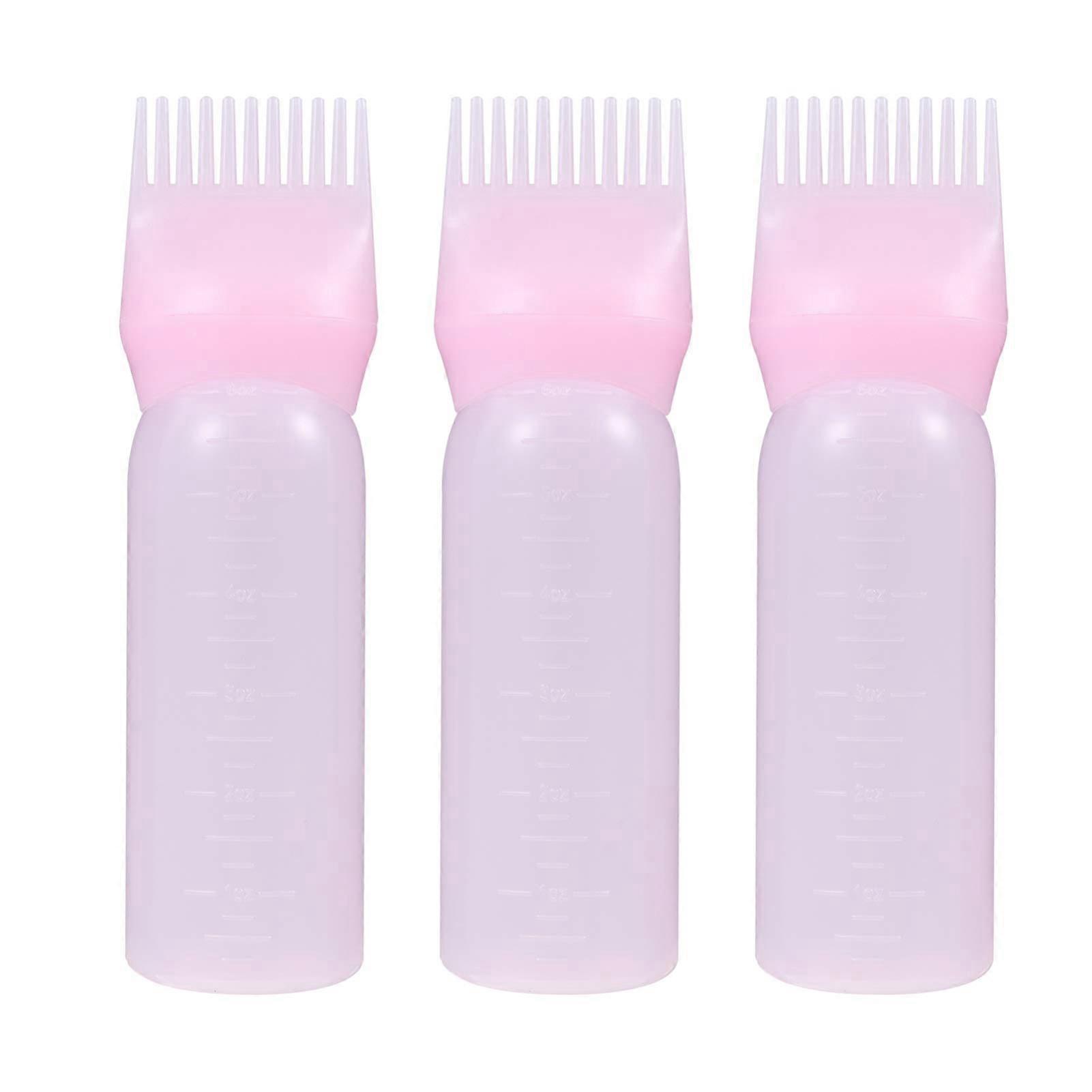 Hair Dye Applicator Bottle Set with Root Comb Tip for Precise Color Application, 3 Pack Reusable