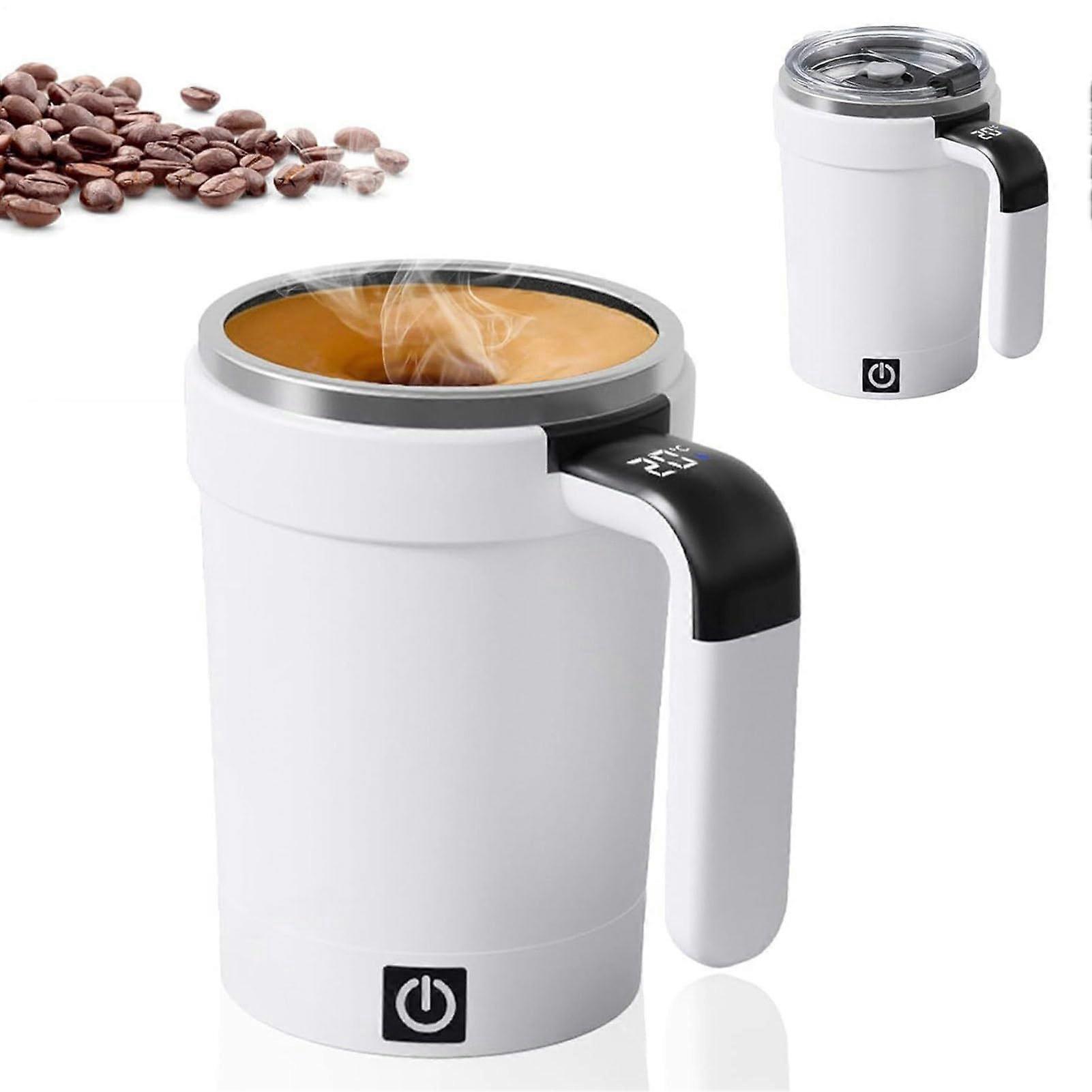 Magnetic Self Stirring Mug with Smart Temperature Display, USBC Rechargeable for Office and Camping