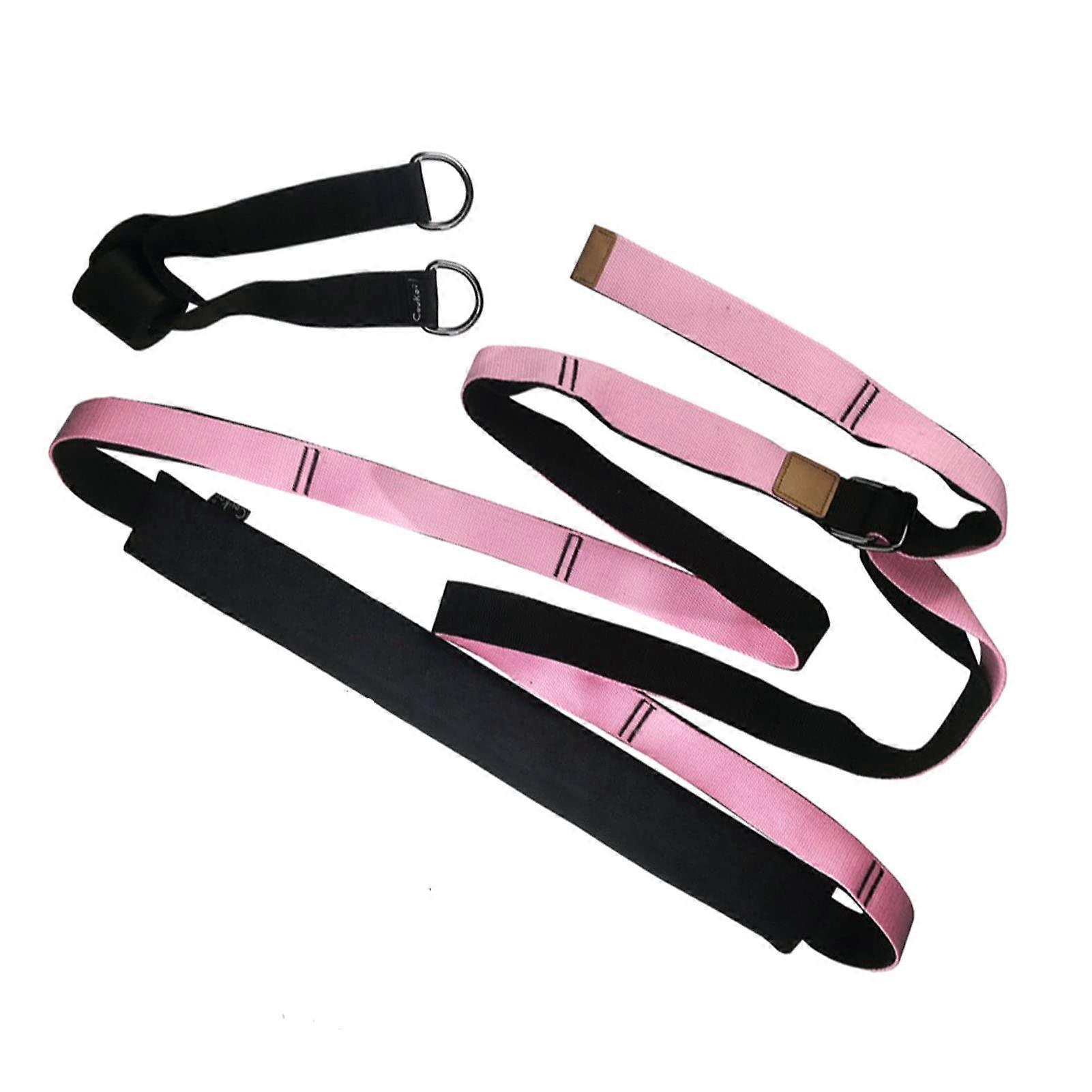 Yoga Stretch Strap for Flexibility, Backbend and Leg Stretch with Door Anchor  Pink