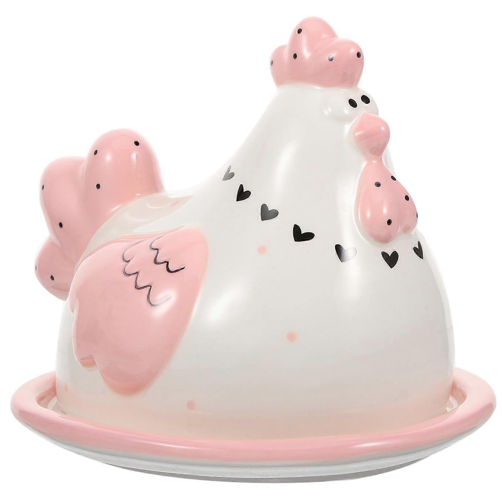 Ceramic Butter Dish with Chicken Lid, Decorative Keeper for Cheese Storage, Easter GiftReady