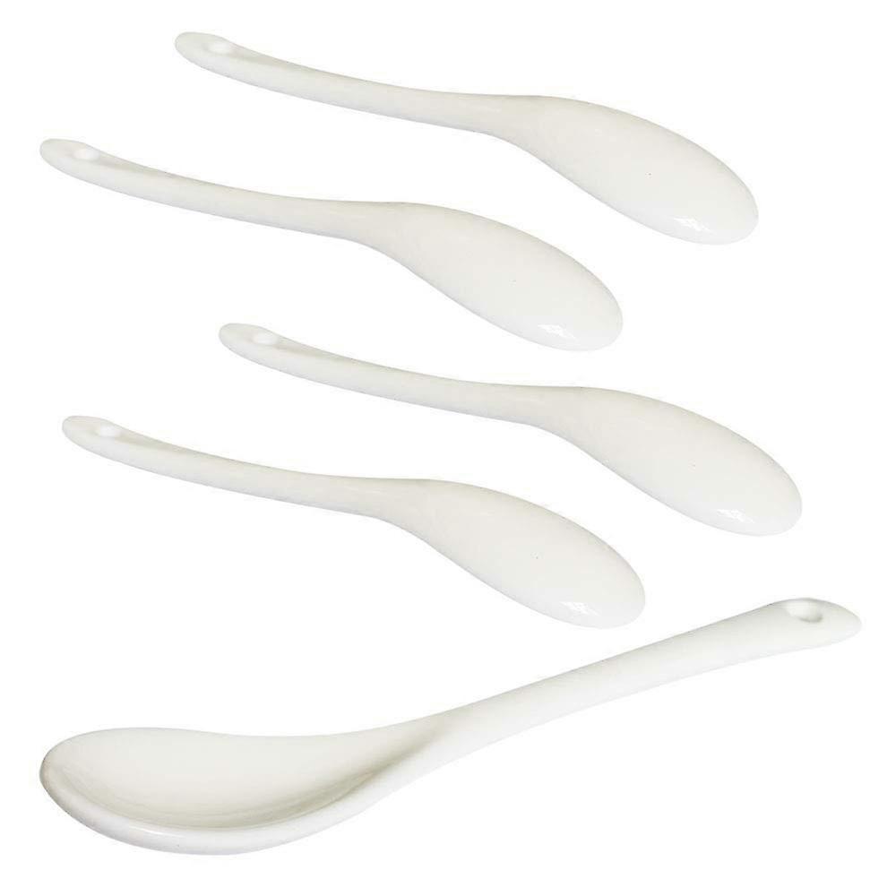 Porcelain Egg Spoon Set 5 Inch Ceramic Coffee Dessert Tea Spoons Ergonomic Long Handle Durable