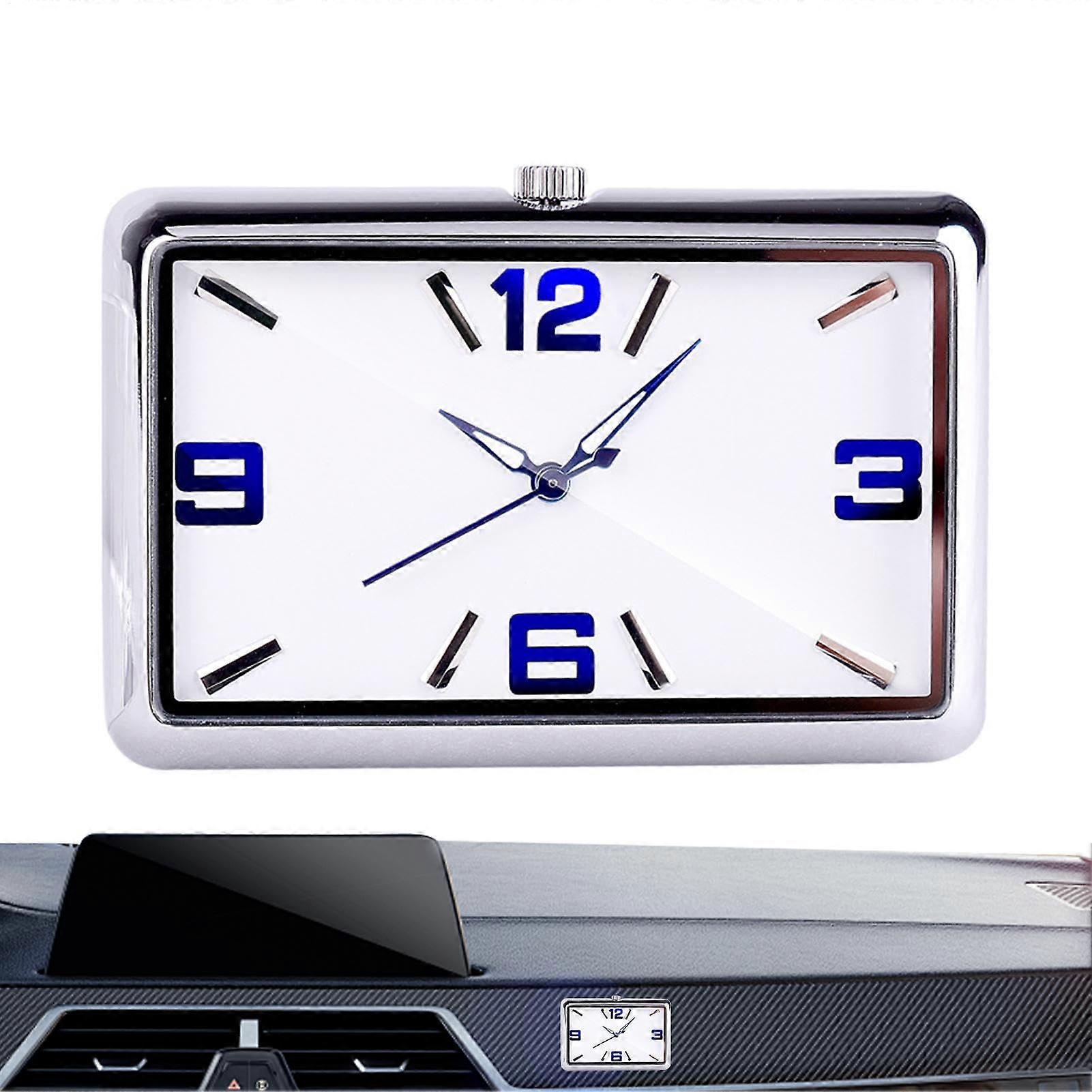 Square Car Dashboard Clock with Clear Time Display, Waterproof Stainless Steel Adhesive Mount