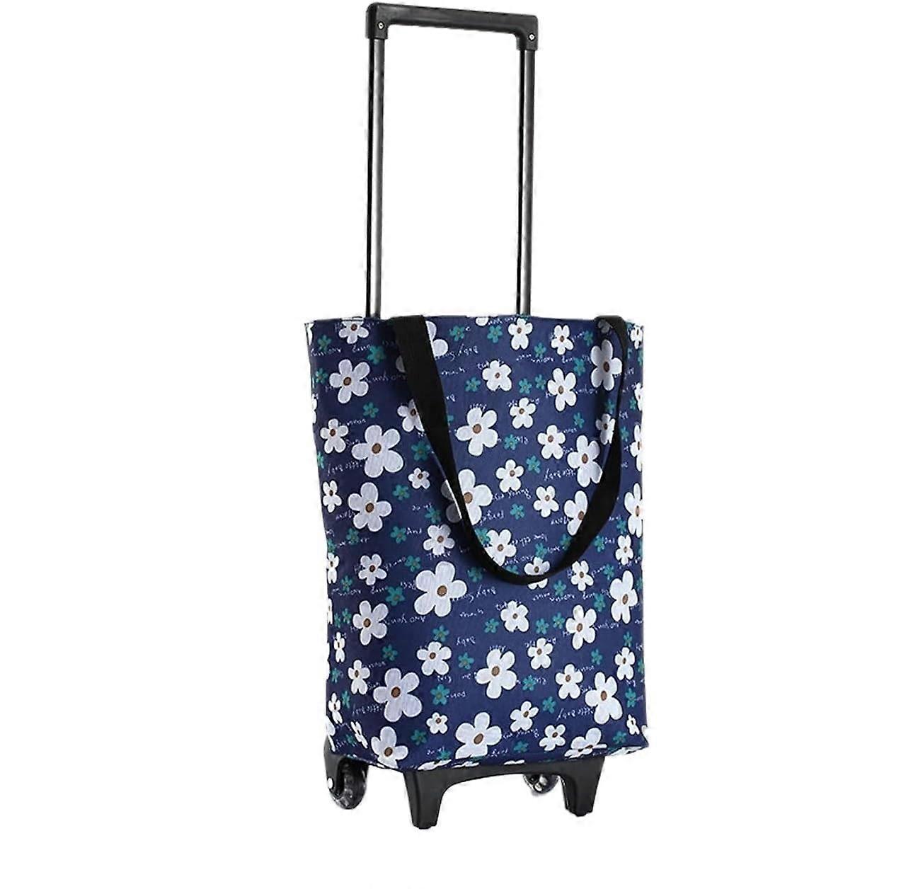 Foldable Shopping Trolley with Wheels, Large Capacity Waterproof Bag, Lightweight 20KG Load