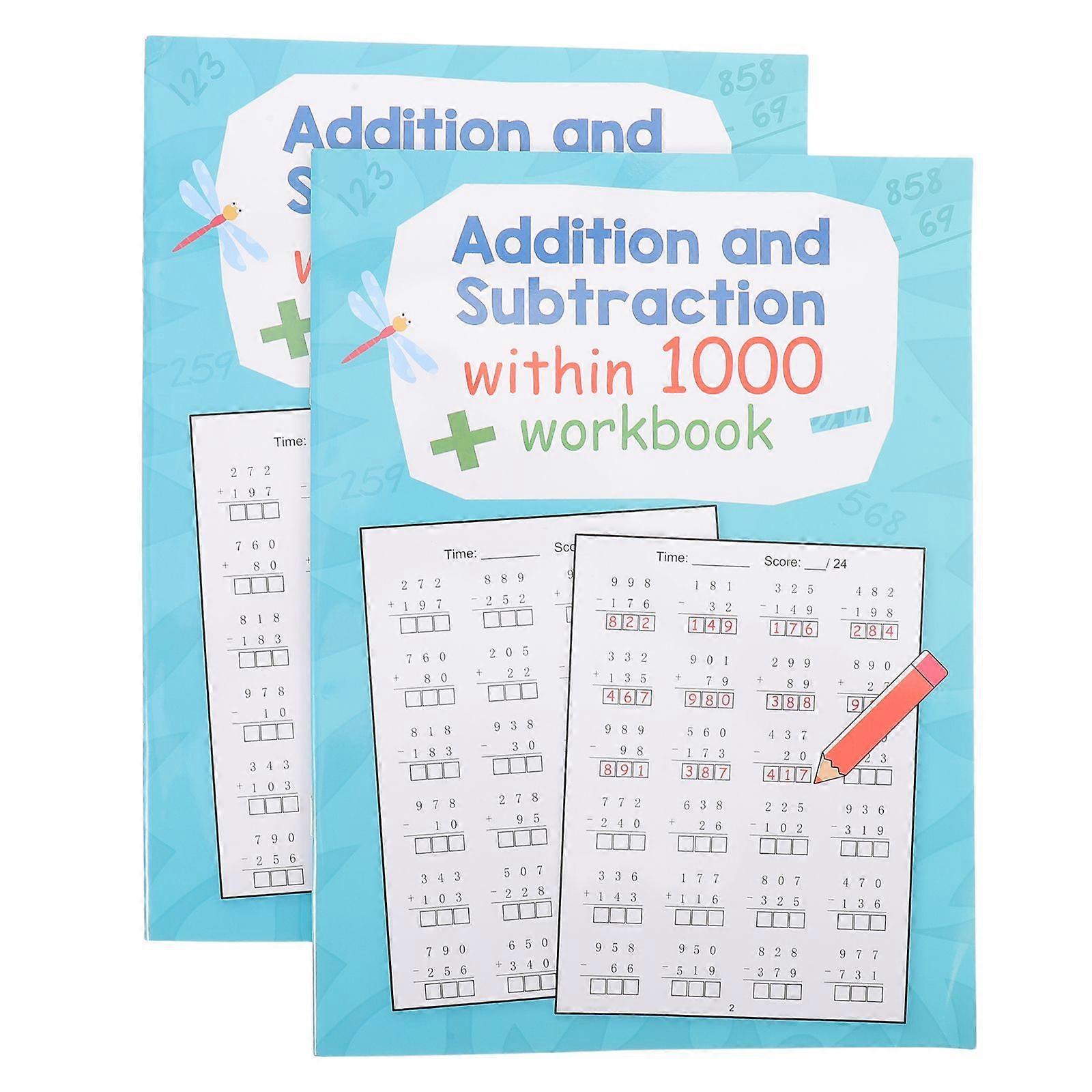 2 Books Math Workbook: Addition Subtraction Workbook - Mixed Math Worksheets For Daily Practice - Simple Arithmetic Exercises For School