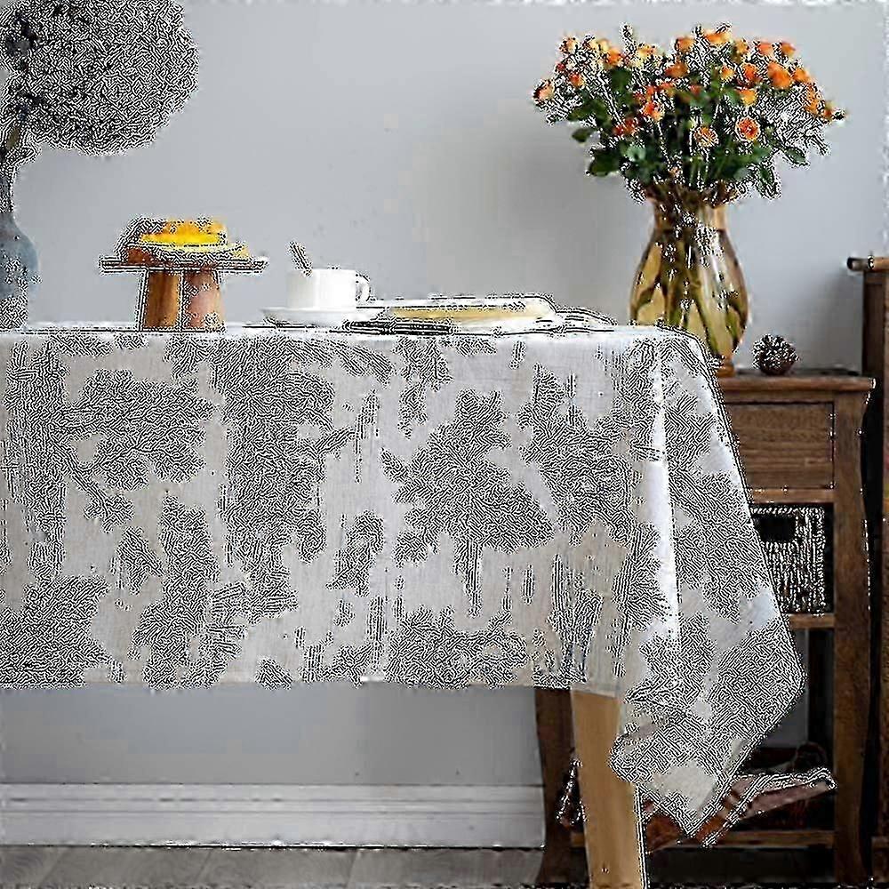 2025 French Farmhouse Blue Tablecloth 90x90cm Linen Rectangular Rustic Kitchen Decor