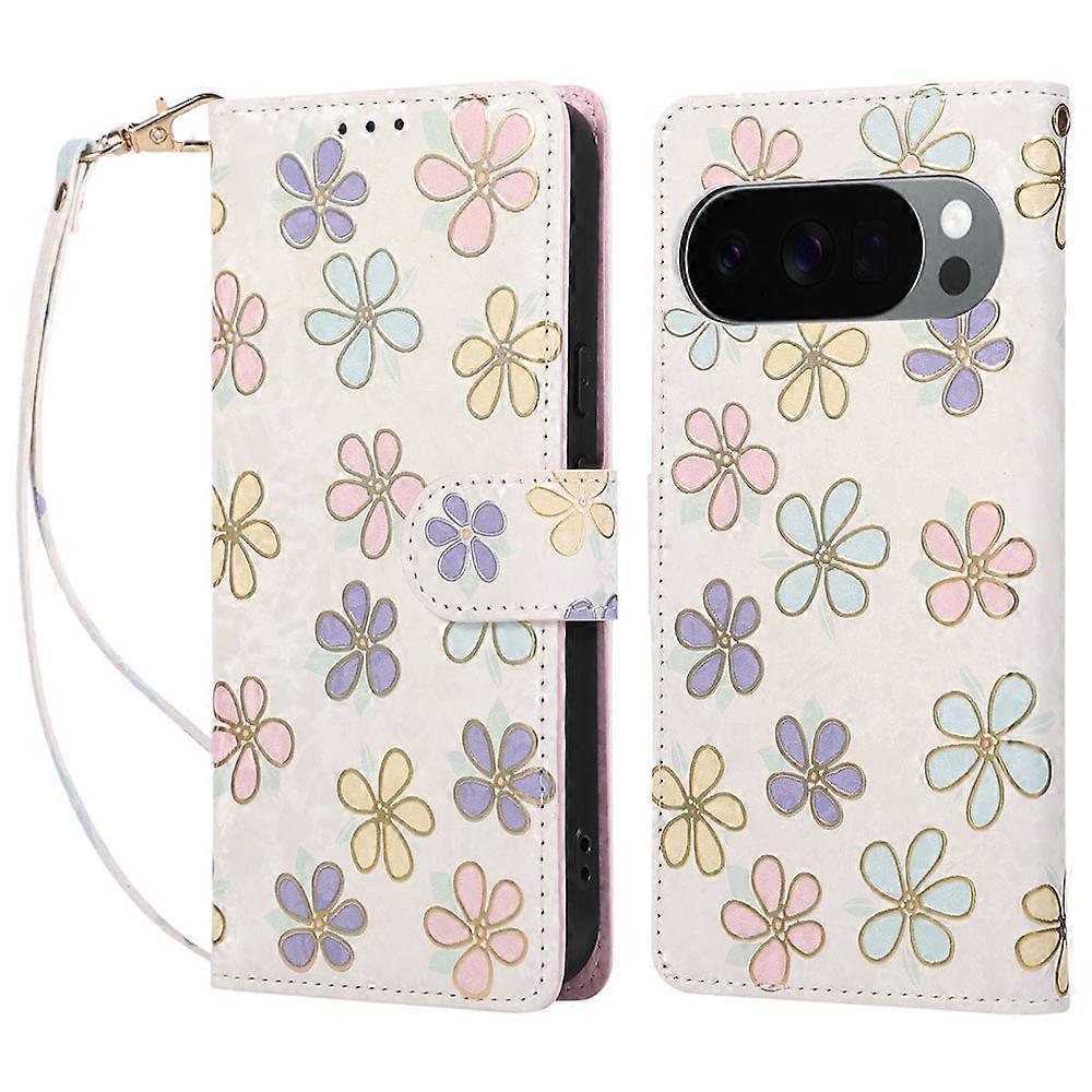 For Google Pixel 10/10 Pro/9/9 Pro Case RFID Blocking Flower Leather Phone Cover