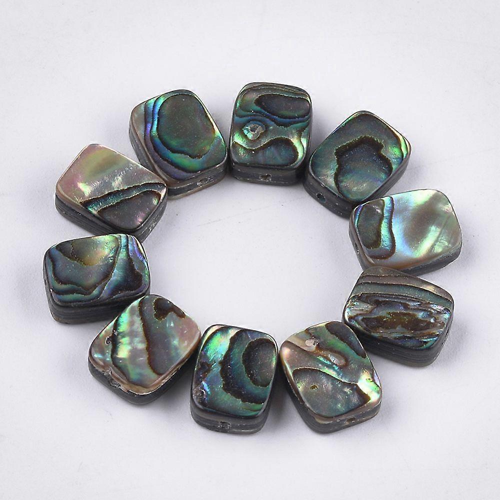 Abalone Shell/Paua Shell Beads Rectangle Colorful 10x8x3.5~4mm Hole: 1mm