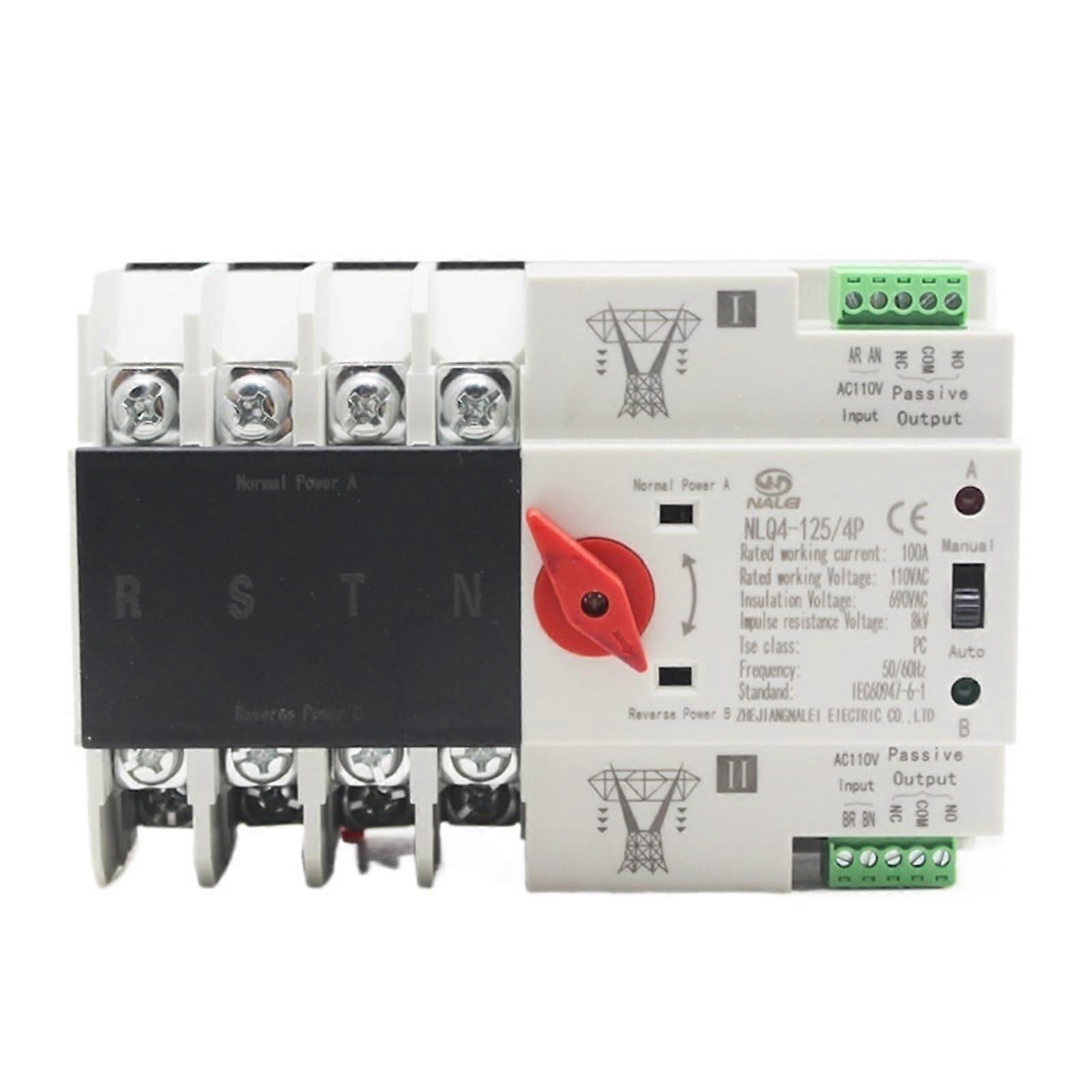 110V 4 Pole Automatic Transfer Switch 100A 63A for Generator Changeover Home Backup Power