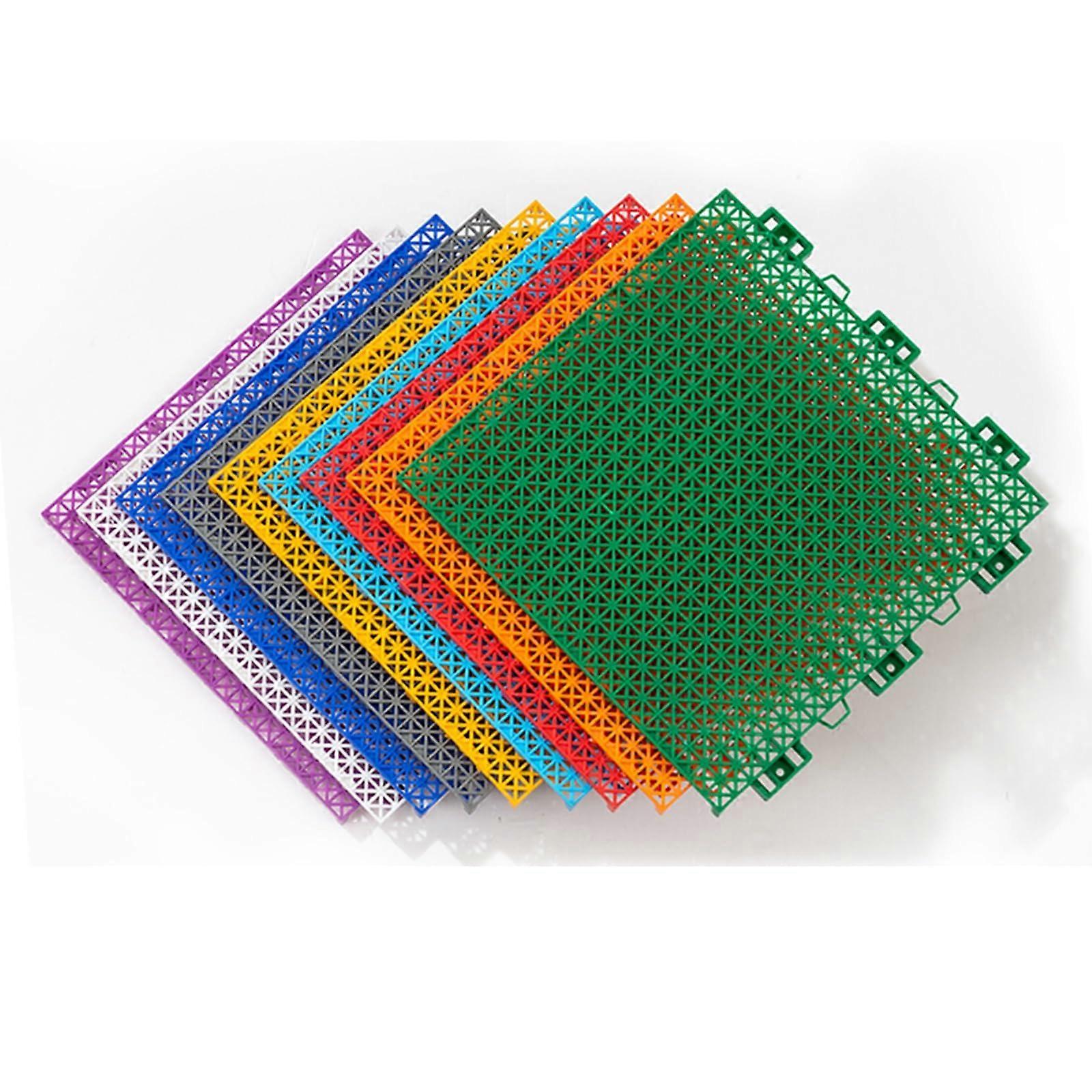 Blue Interlocking Drainage Floor Tiles 18 Pack, NonSlip Weatherproof Garage and Pool Deck Flooring