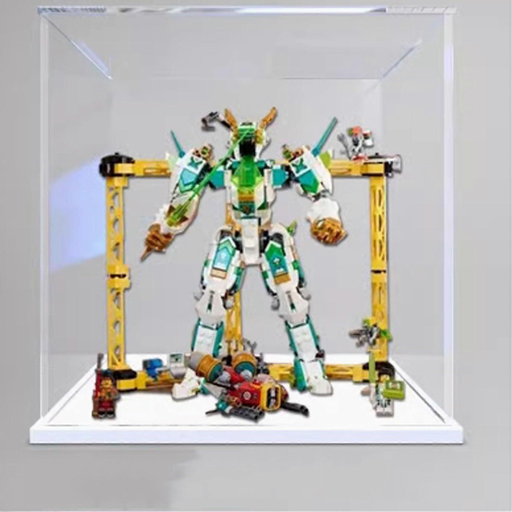 Acrylic Display Case for  80053 Combat Mech, Clear Dustproof Showcase with White Base