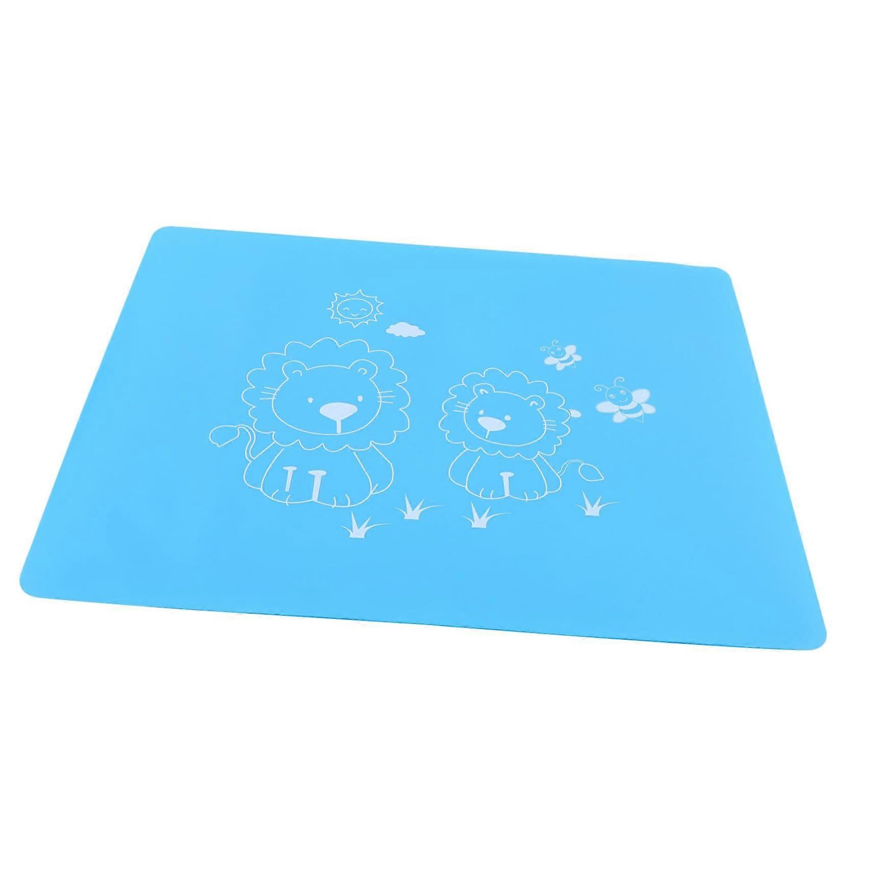 Blue Silicone Table Mat 40x30cm Heat Resistant NonSlip Multiuse for Kitchen Office Dining