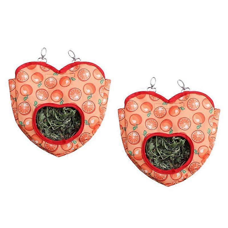 2PCS Heart-Shape Hanging Bag Hanging Pouch Small Animals Feeder, B