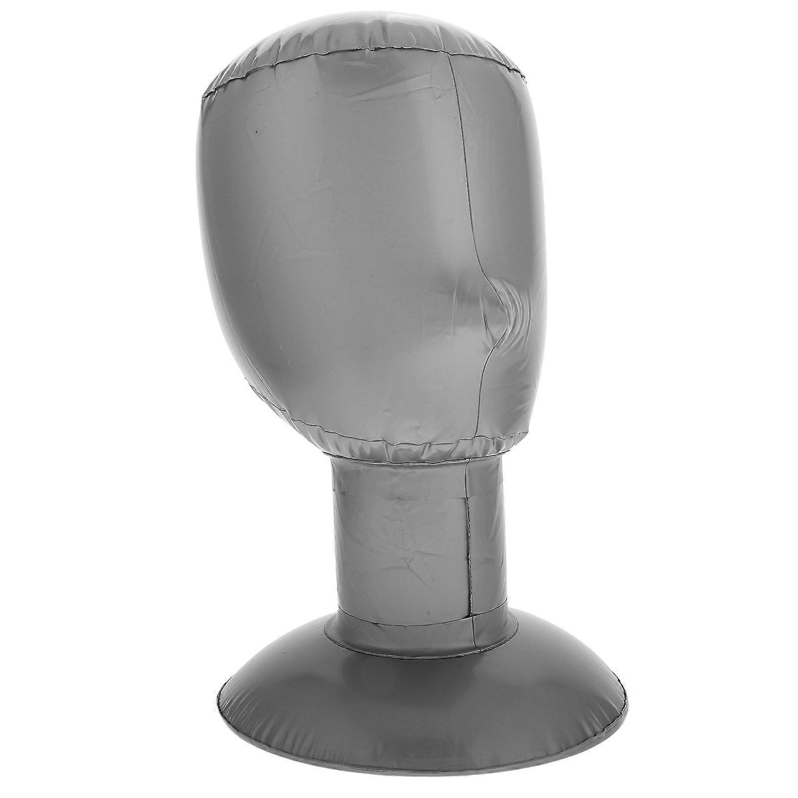 Wig Display Mannequin Inflatable Head Stand for 3Pcs Set Silver