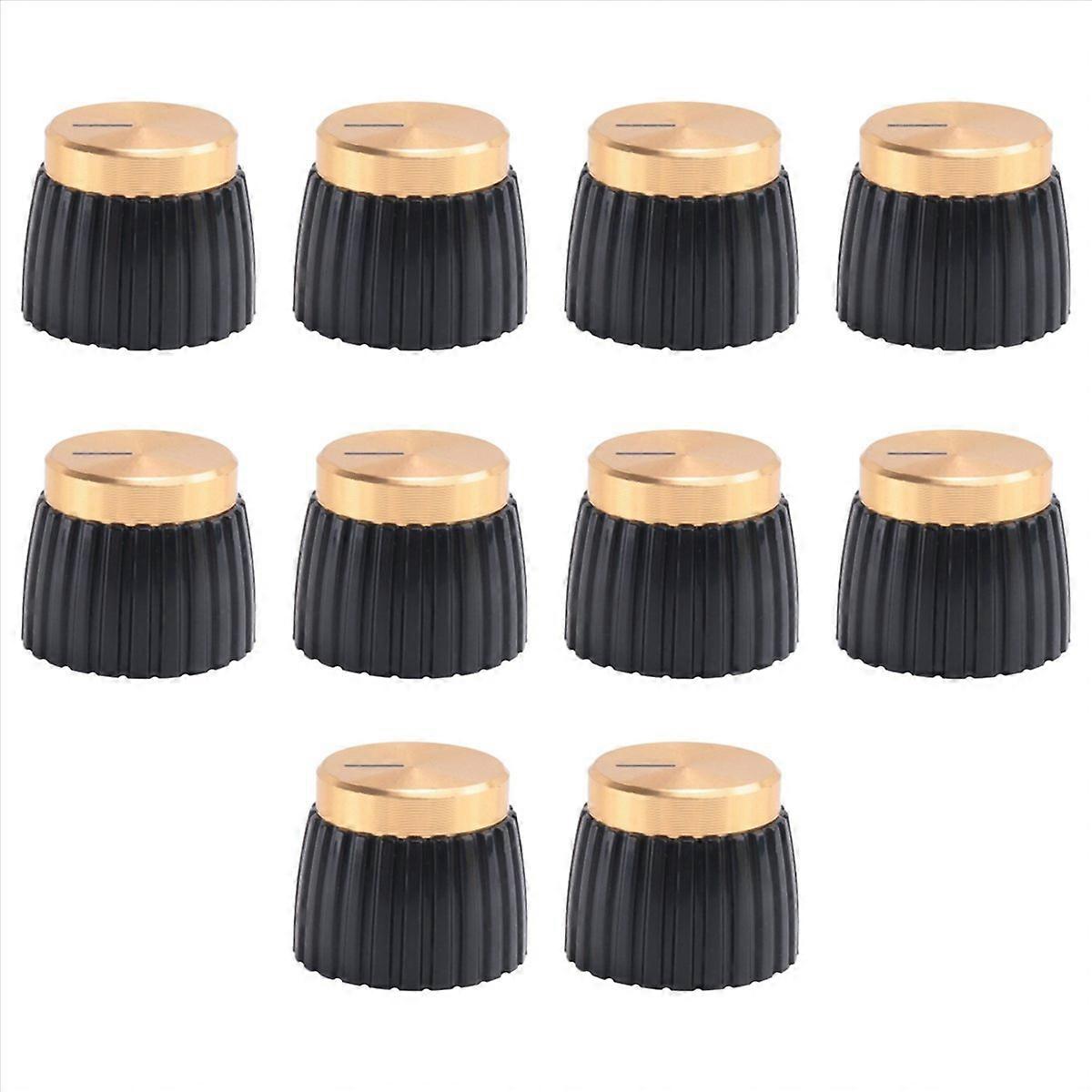 10x Guitar AMP Amplifier Knobs Black+Gold Cap for Amplifier