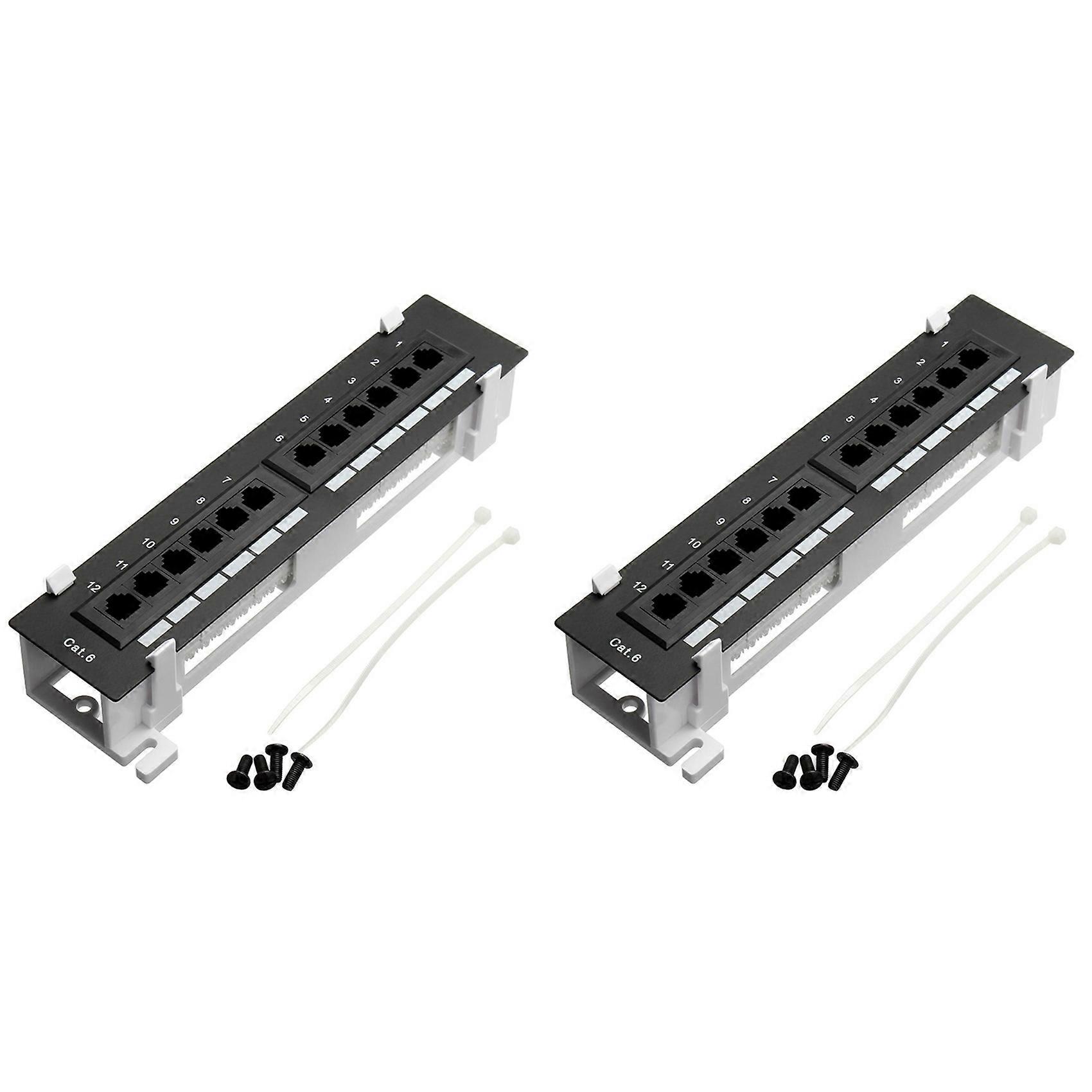 2X Network Tool Kit 12 Port CAT6 Patch Panel RJ45 Networking Wall Mount Rack with Surface Wall Mount Bracket