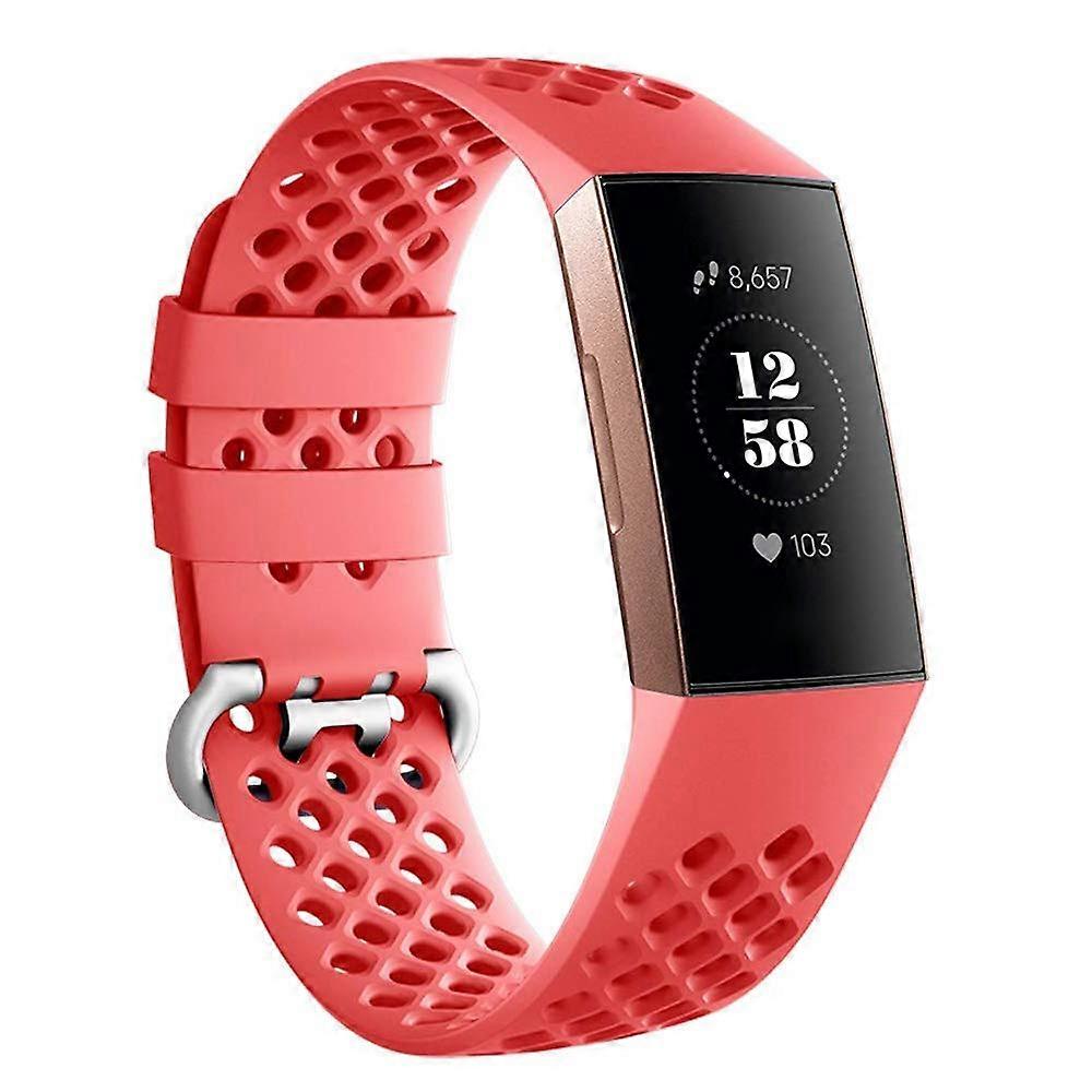 Band for Fitbit Charge 3, Soft Silicone Classic Loop Strap with Secure Adjustable Fit, Red Small