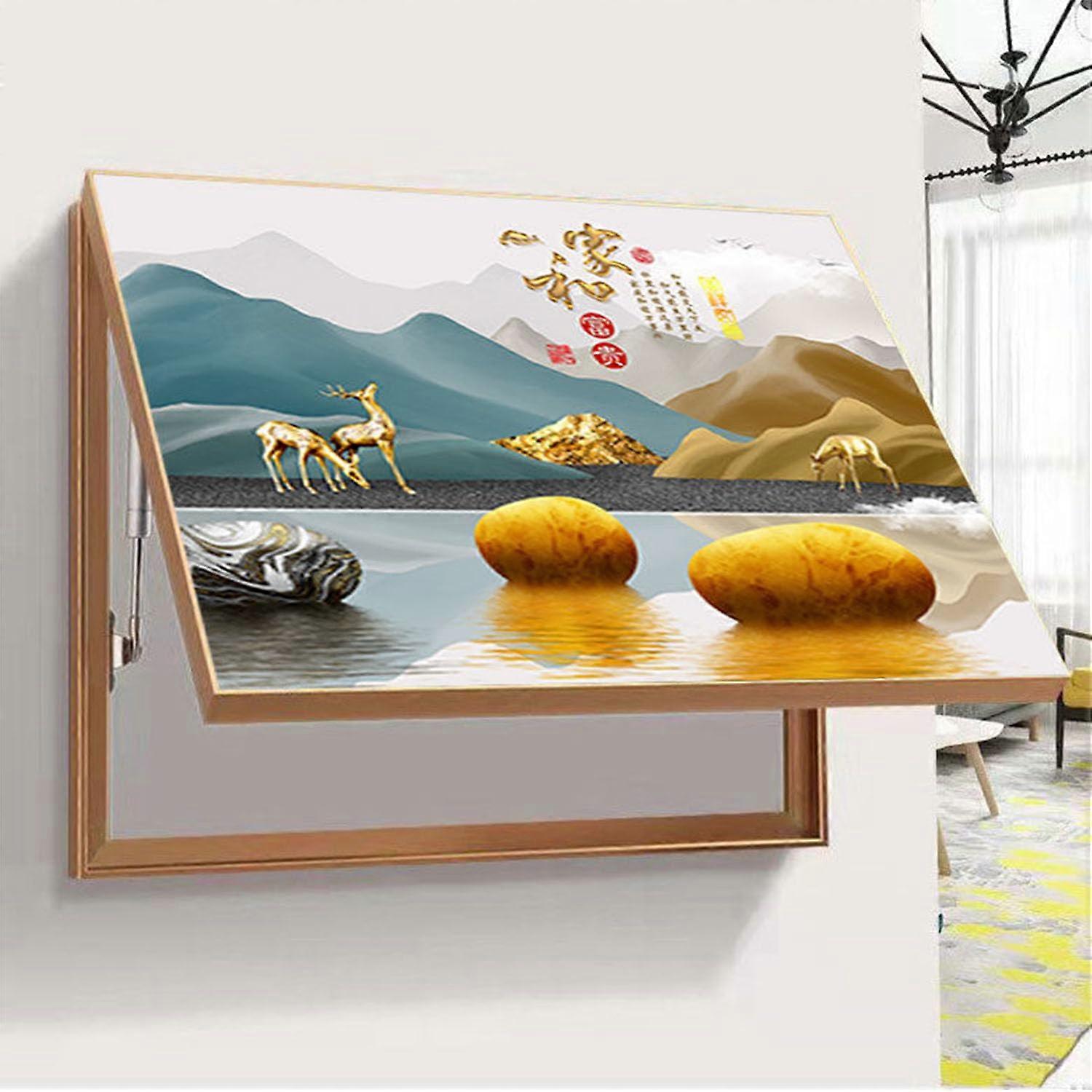 Electrical Panel Cover 60x45cm Hidden Utility FlipOpen Design Decorative Wall Panel for Meter Box