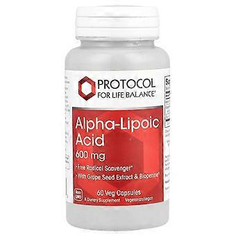 Protocol for Life Balance, Alpha-Lipoic Acid, 600 mg, 60 Veg Capsules