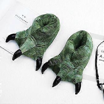 Dinosaur Plush Slippers, Soft Velvet Cartoon Claw Shoes, Parent-Child Padded Cotton Slippers RVK