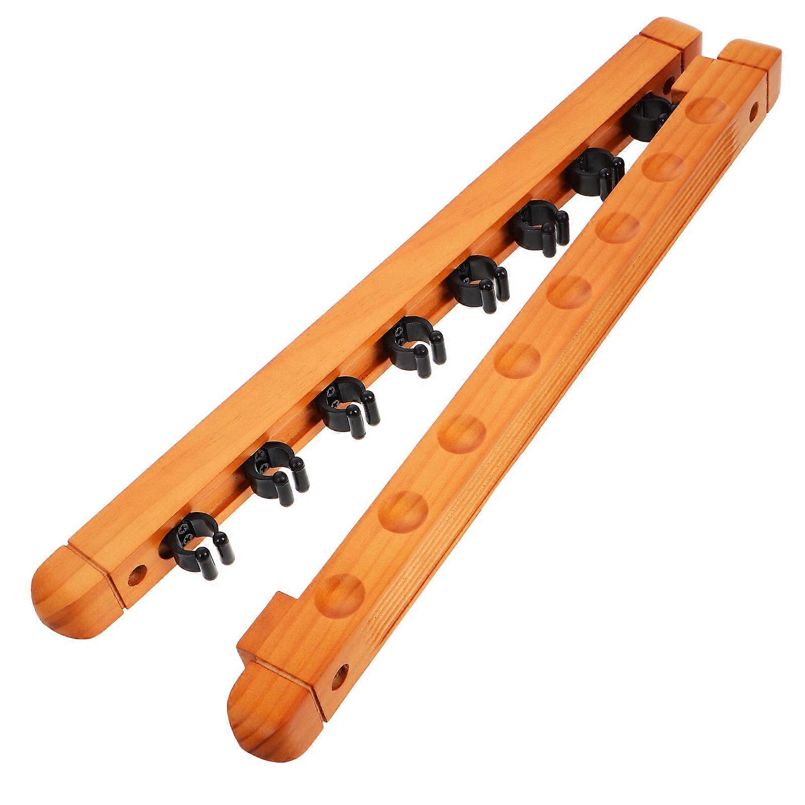 Solid Wood Pool Cue Rack Wall Mounted Holder for 3Sets Cue Stick Storage