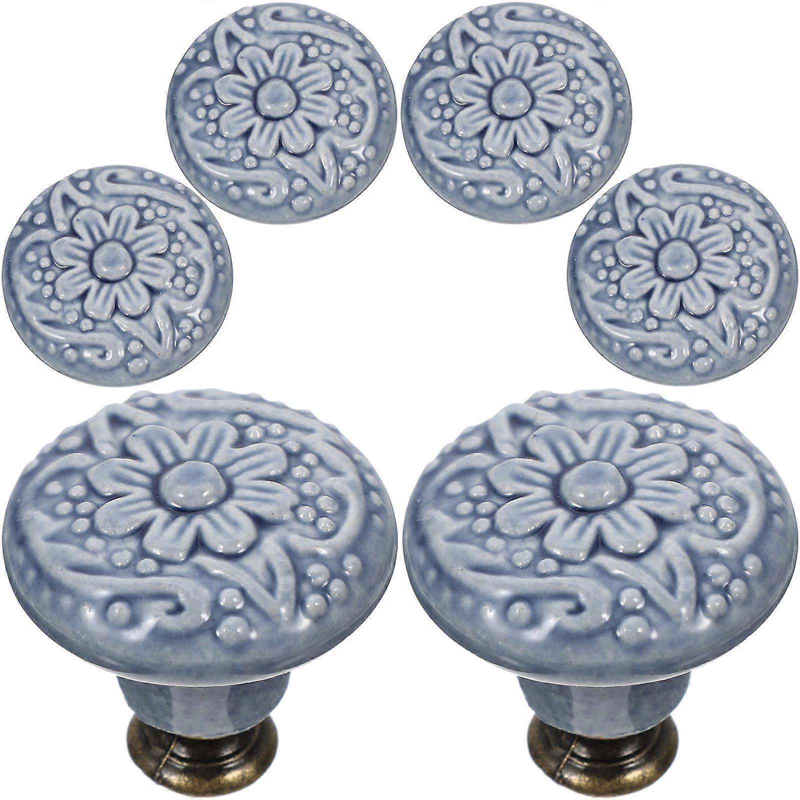 Ceramic Cabinet Knobs for Drawer Dressers 6Pcs Blue Decorative Knobs
