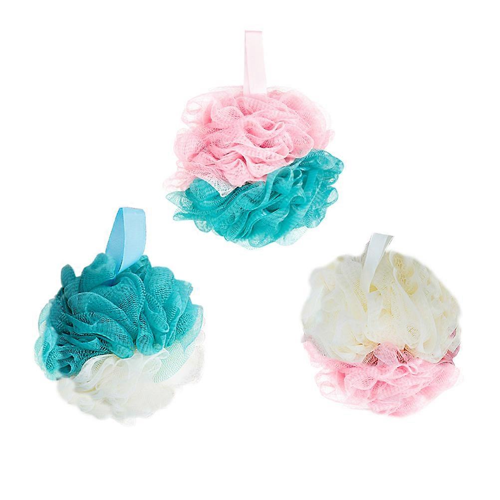Bath Ball Mesh Bubble Nets for Shower Use 3Pcs Assorted Color Comfortable Scrub Balls