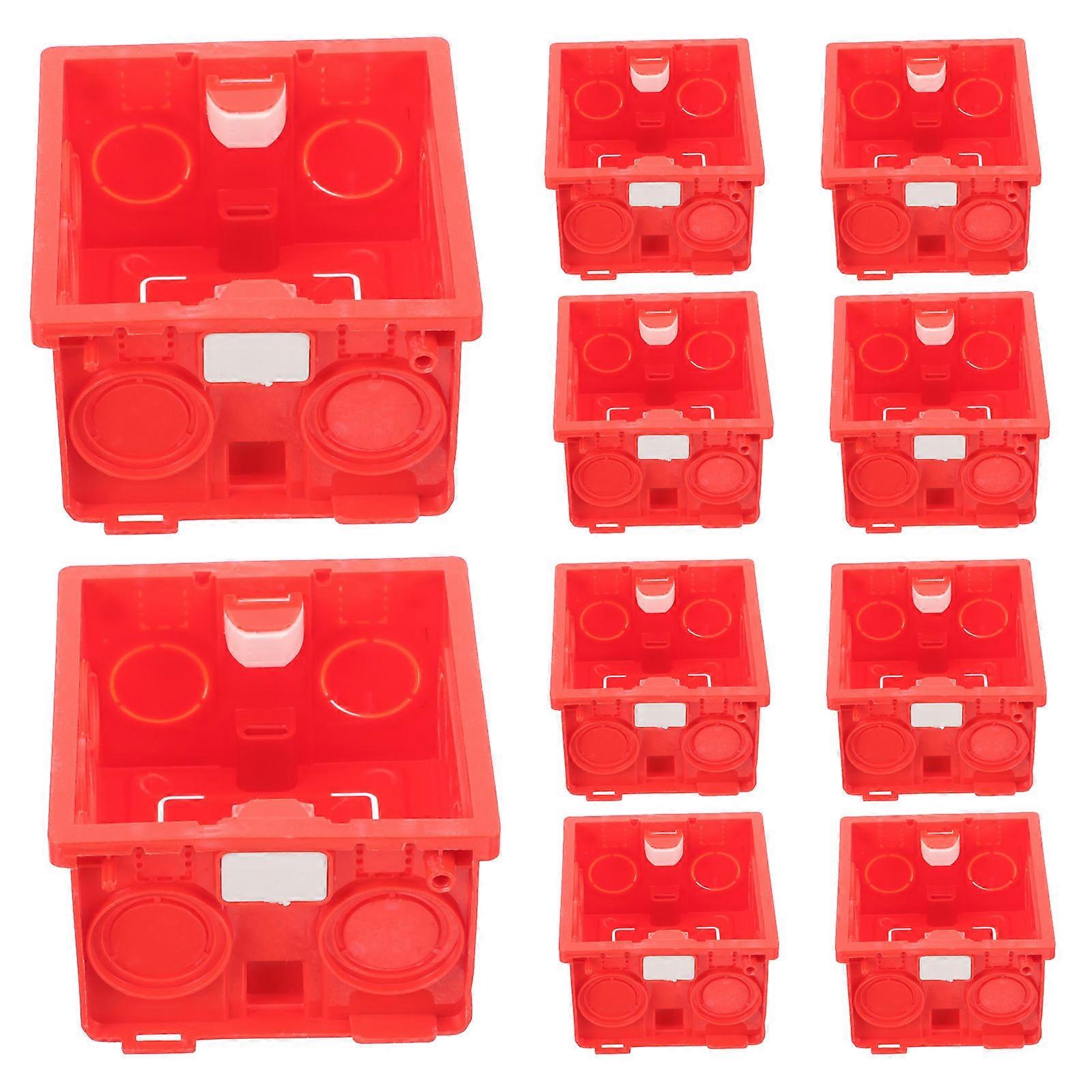 Wall Socket Box 86 Type for Power Use 10Pcs Red PVC Plastic Junction Boxes