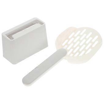 Pet Litter Scoop for Cat Litter Box Cleaning 1Set with Holder White