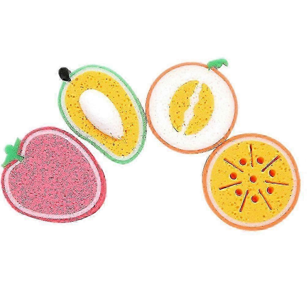 Scrub Sponges Fruit Shape for Kitchen Cleaning 4Pcs Thick Sponge